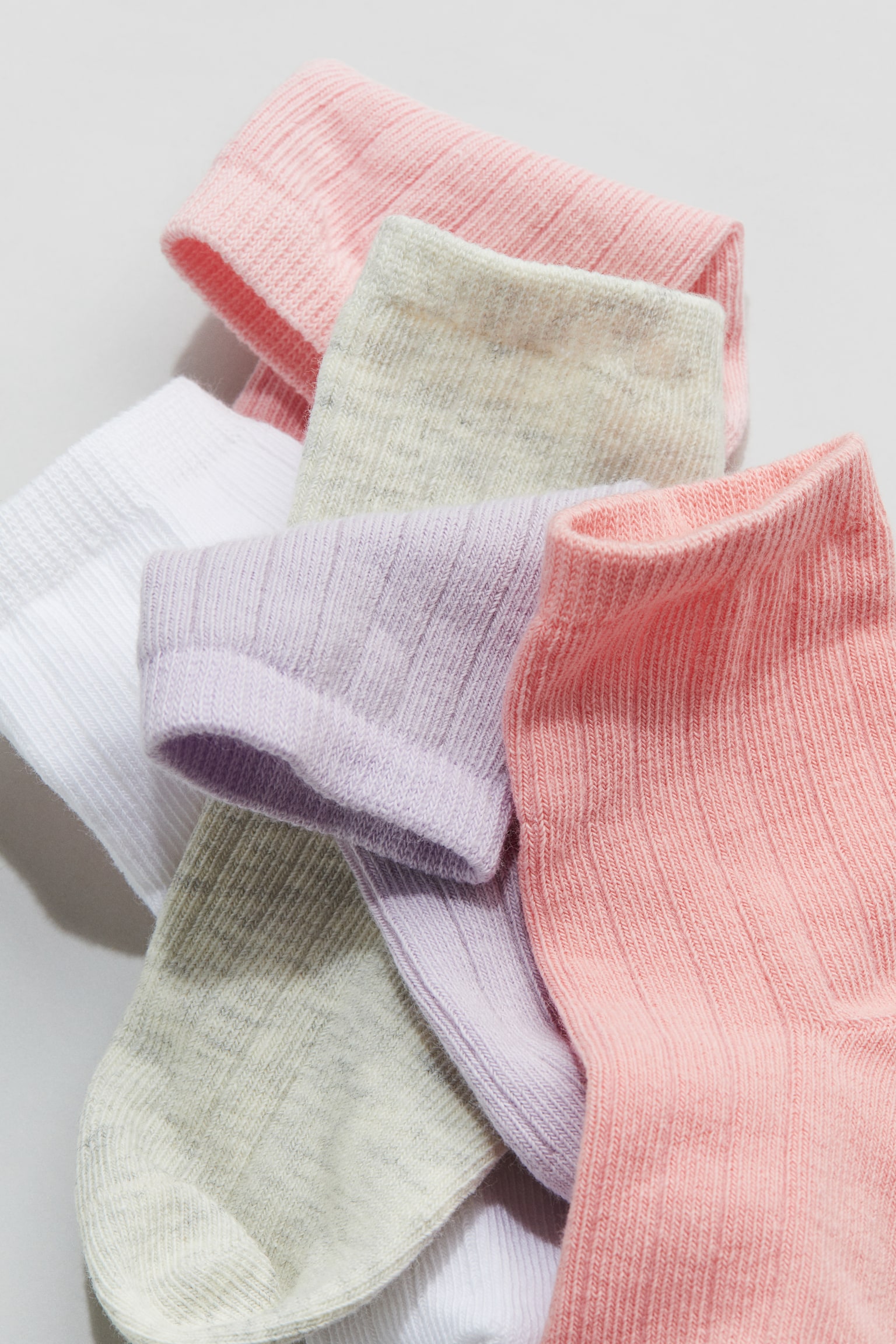 5-pack Knit Socks - Light pink/Light purple/Dusty green/Dark grey/White/Khaki beige/Khaki green/Beige/Pink/White/Light blue/Blue/Light green/Light blue - 3