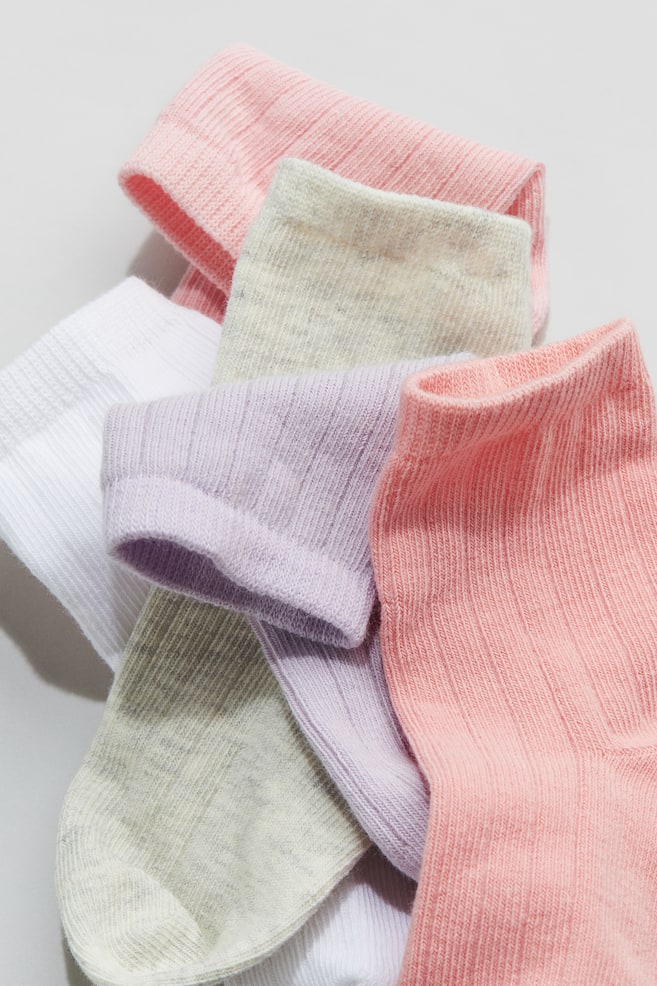 5-pack textured-knit socks - Light pink/Light purple/Khaki green/Dusky pink/White/Light blue/Blue/dc - 3
