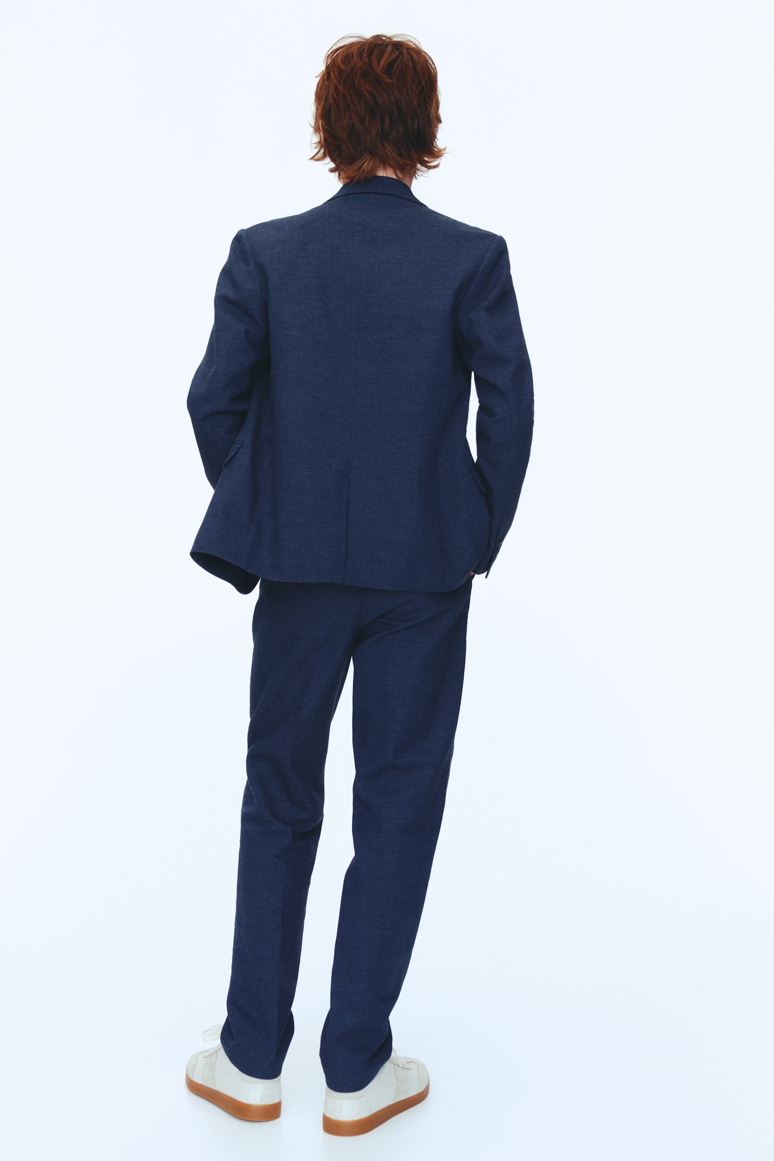 Костюм на основі льону - Темно-синій/Світло-бежевий - 3