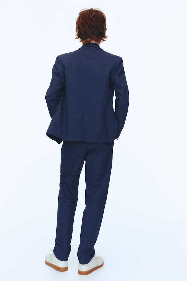 Linen-blend suit - Navy blue/Light beige/Light dusty blue - 3