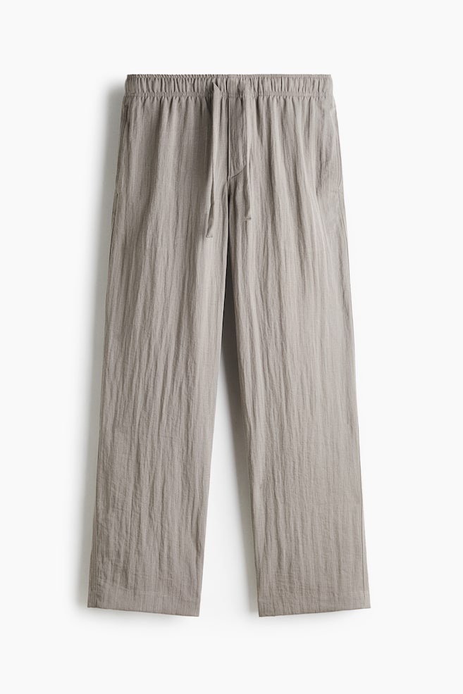 Relaxed-Fit Crinkled Drawstring Pants - Taupe/Black - 1