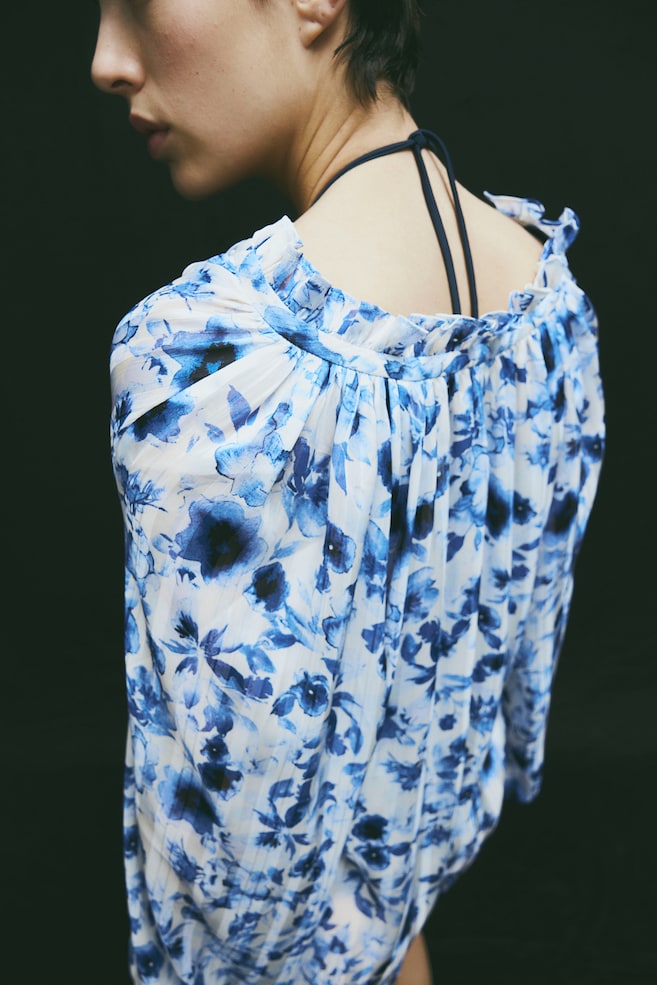 Frill-trimmed crêpe blouse - White/Blue floral/Cream/Striped/Light beige/Leopard print/Cream/Paisley-patterned/dc - 5