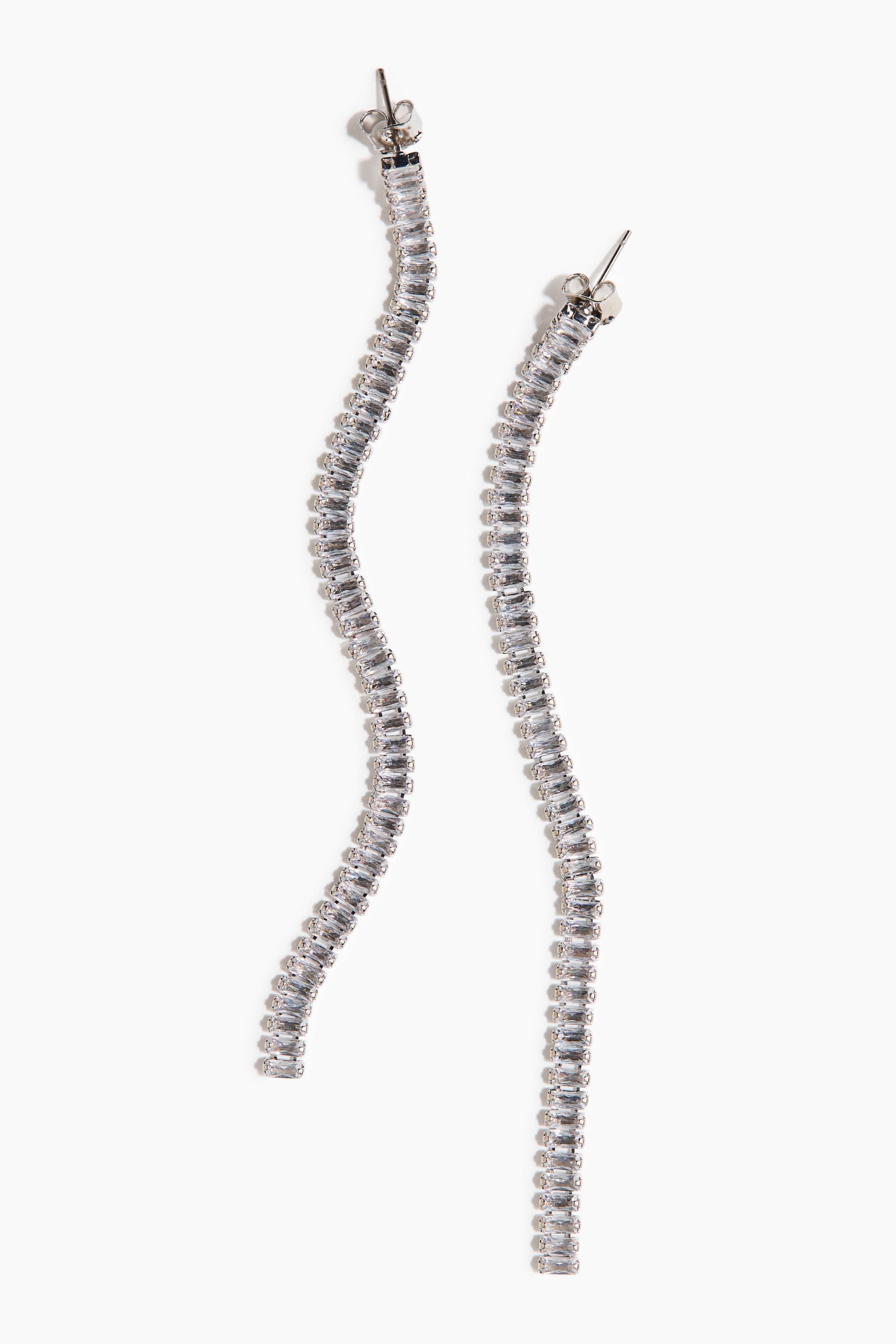 View larger image: Rhinestone-chain earrings - Silver-coloured - Ladies | H&M SG 4