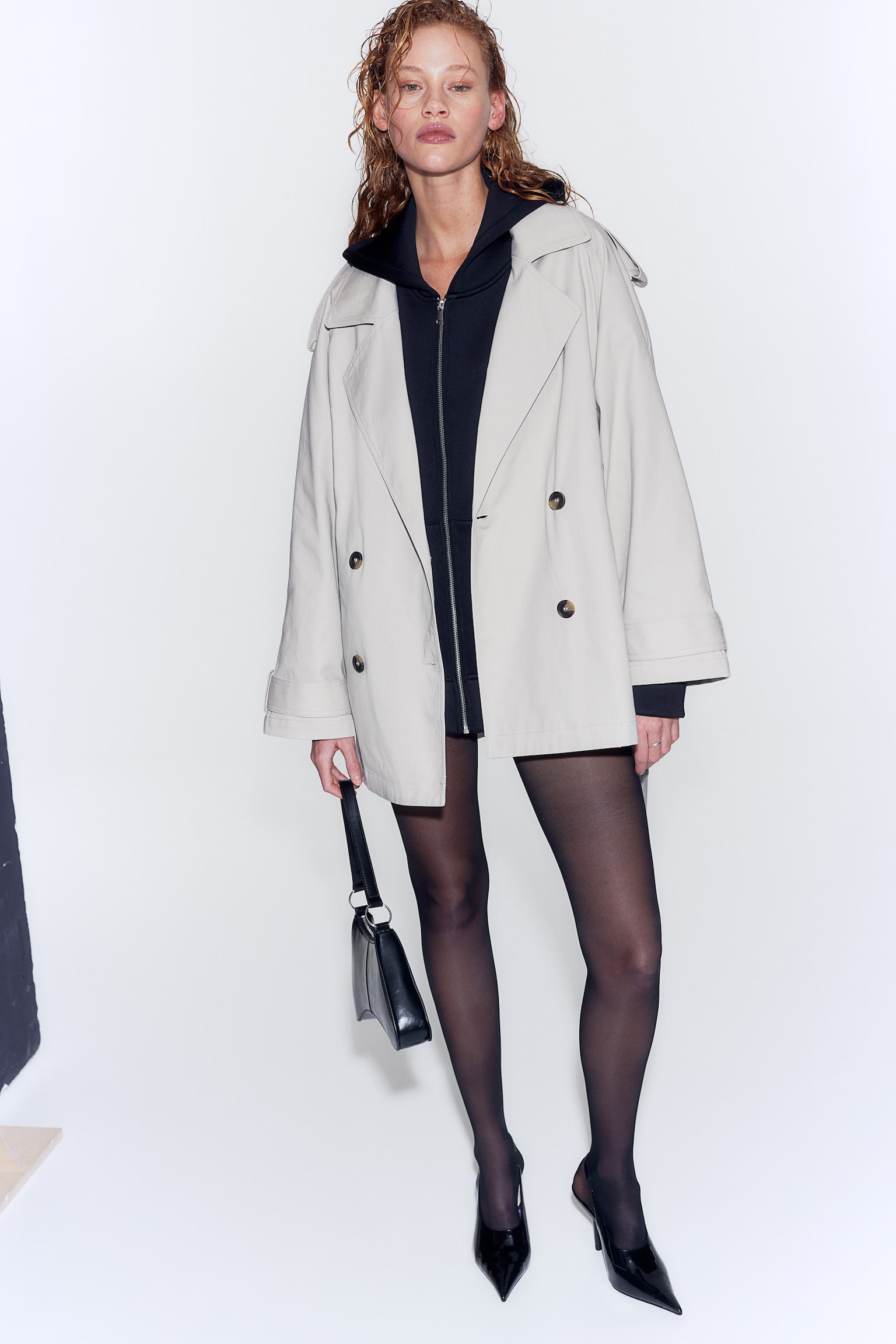 Short Trench Coat - Beige/Black/Light beige/Light greige - 7