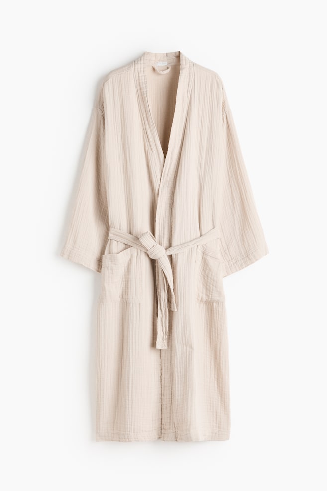 Muslin Bathrobe - Beige/Light dusty pink/Taupe/Green/Charcoal gray - 1