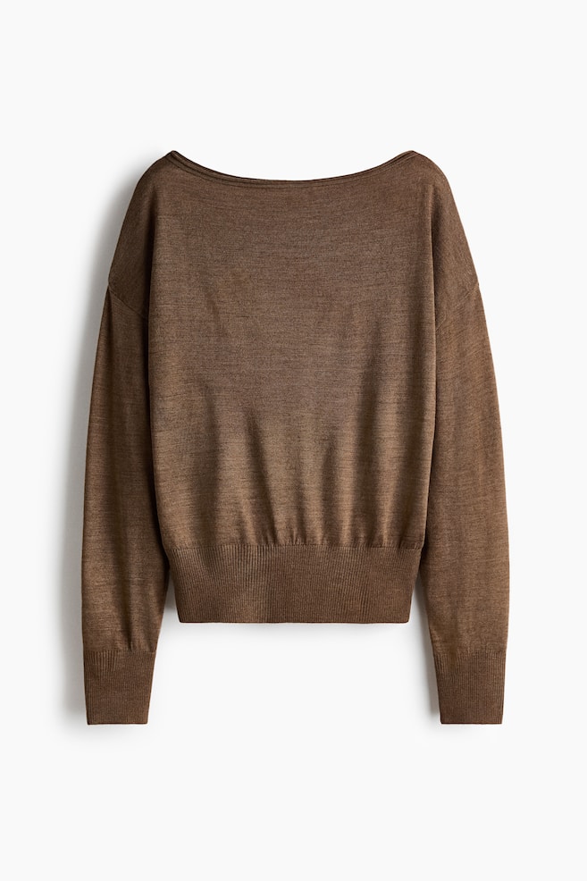 One-Shoulder-Shirt in Feinstrick - Braun/Schwarz/Cremefarben - 1