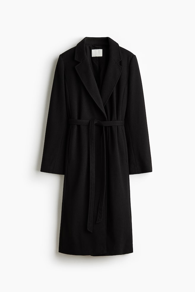 Tie-belt coat - Black/Dark brown/Dark mole - 1