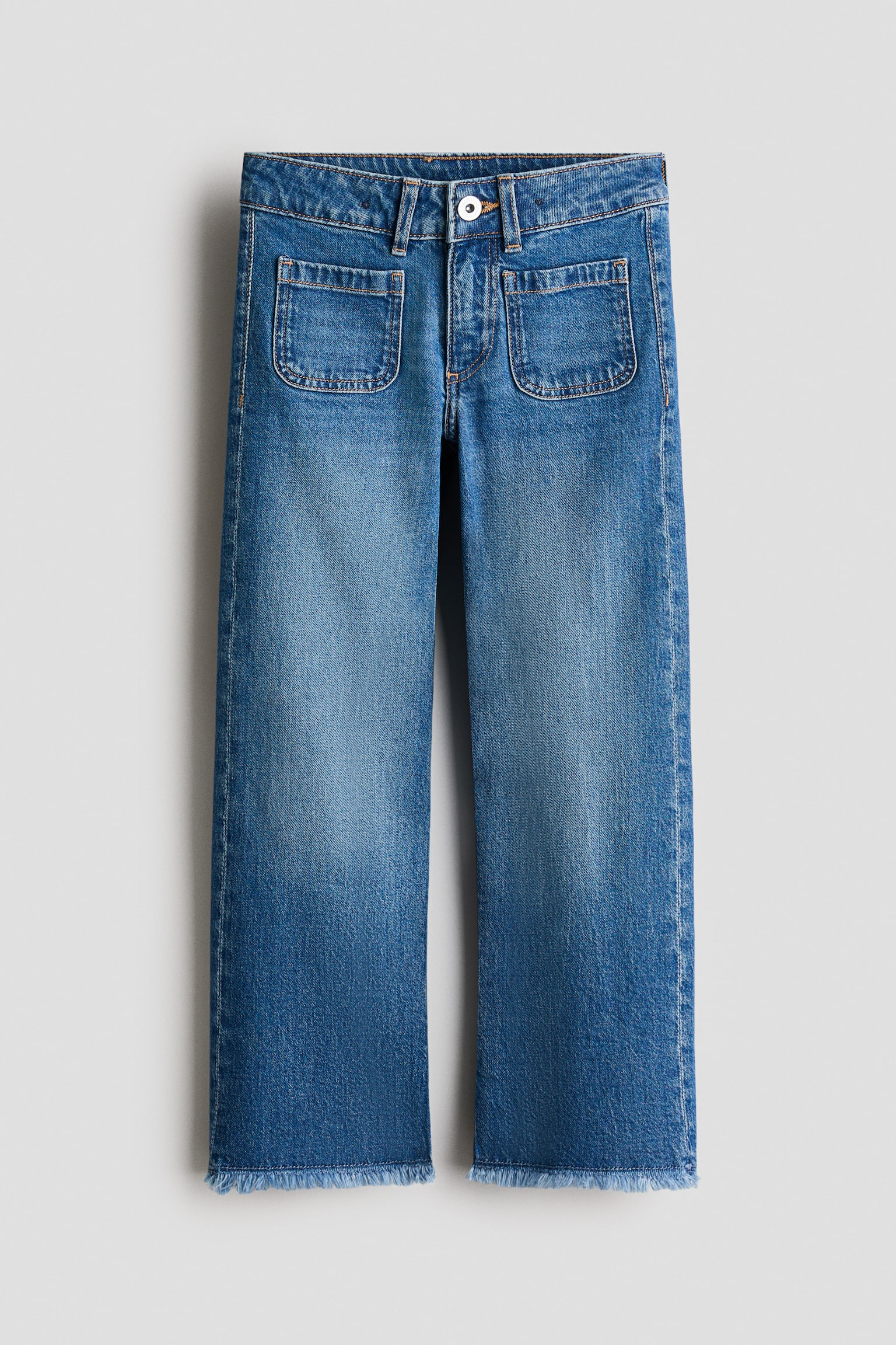Relaxed Fit Wide Leg Ankle Jeans - Bleu denim/Bleu denim clair/Gris denim