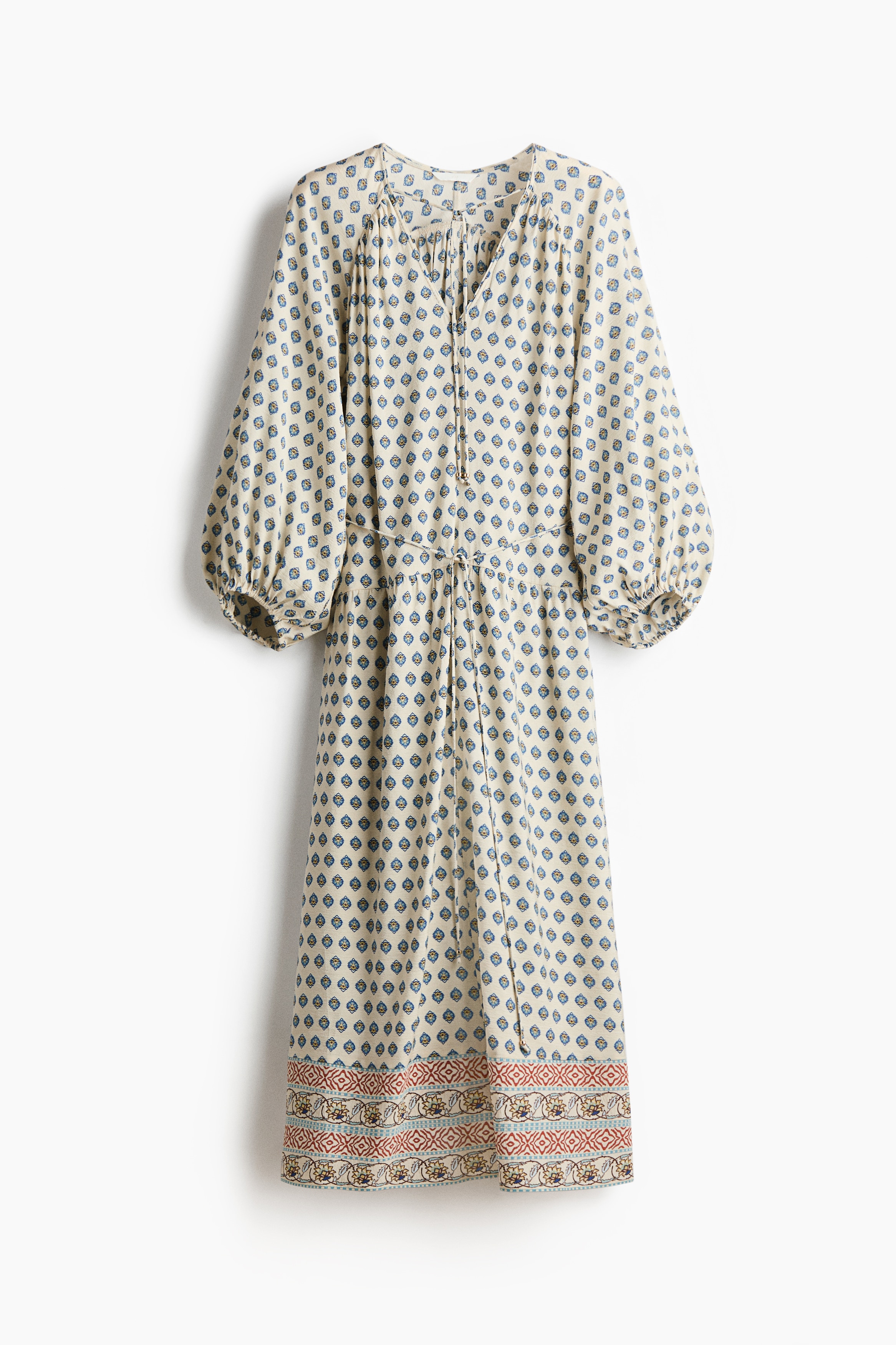 Oversized tunic dress - Light beige/Patterned/Dusty pink/Dark brown