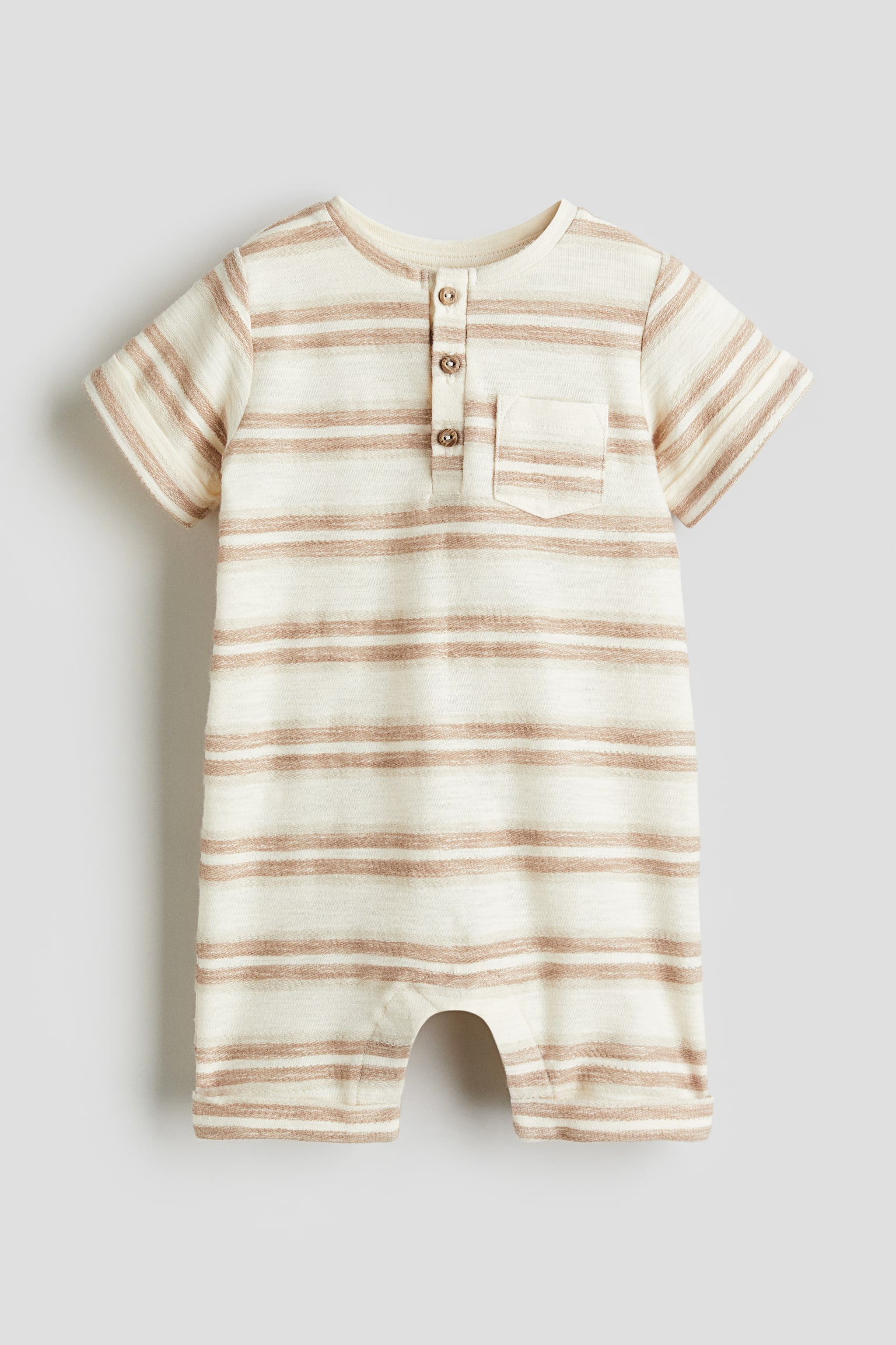 Cotton Romper - Cream/Beige stripe/Light purple/Stripe/Light beige/Marine life/Light turquoise/Stripe/Navy blue/Stripe/Light grey green/Tie dye/Beige/White stripe - 1