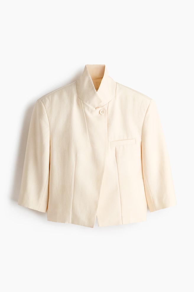 Lyocell-Blend Jacket with Elbow-Length Sleeves - Cream - 1