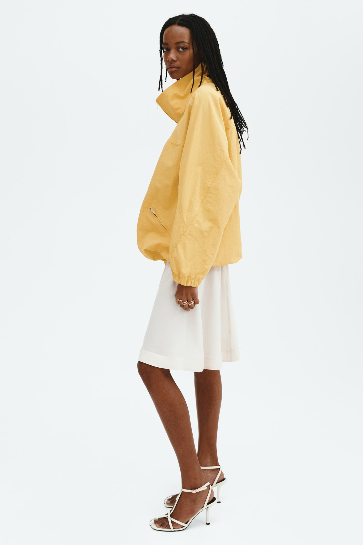 Oversized nylon jacket - Yellow - 4