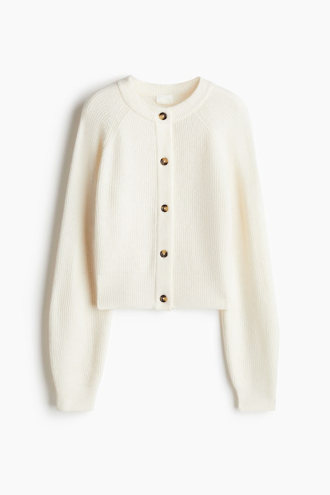 Rib-Knit Cardigan - Cream - 1