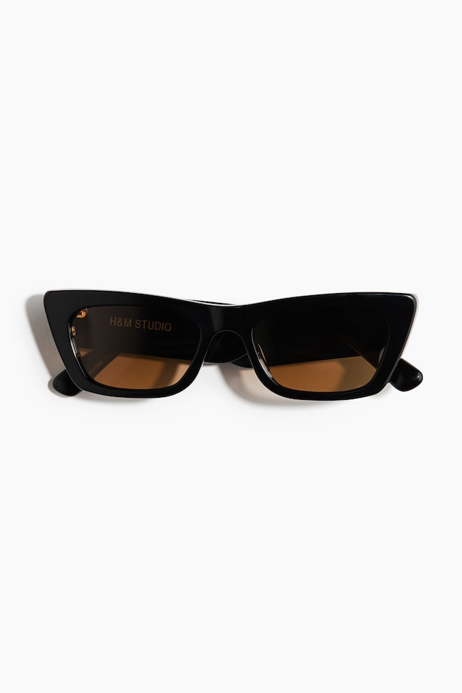 Elongated Cat-Eye Sunglasses - Dark brown/Black - 1