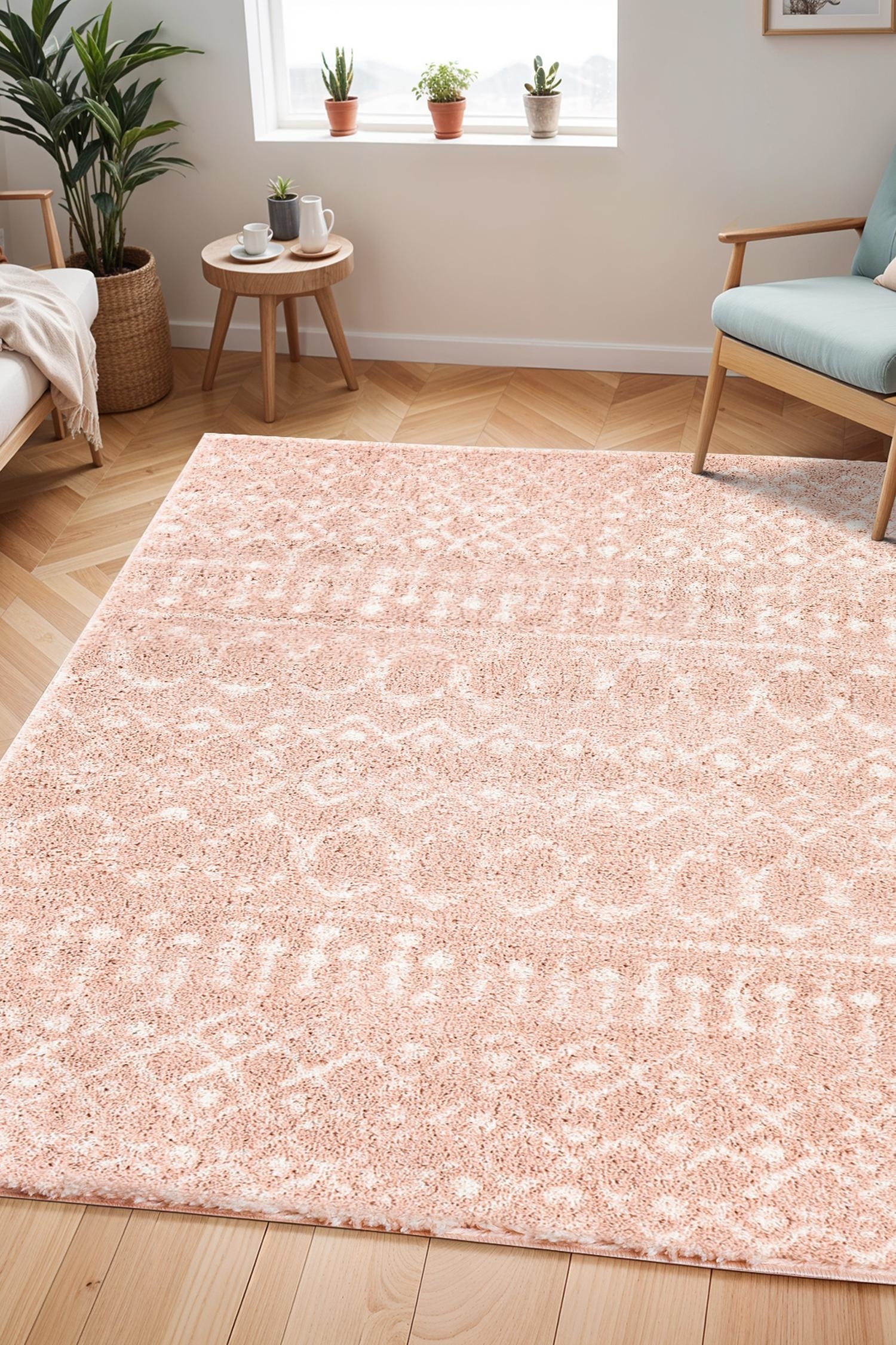 Shaggy Global Plush Pile Area Rug - Basic Pink