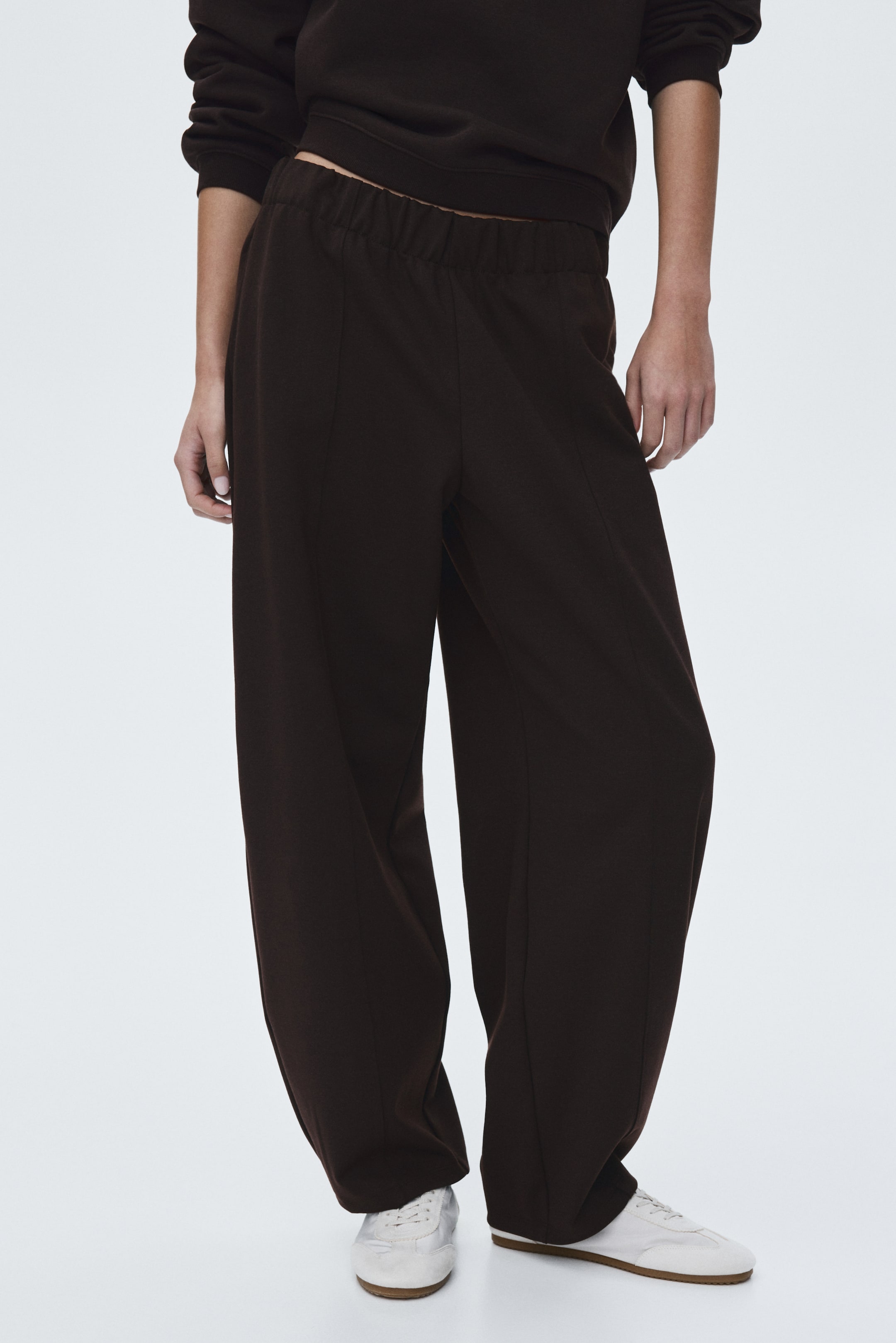 View larger image: Barrel-leg Ponte di Roma trousers - Dark brown - Ladies | H&M IE 3