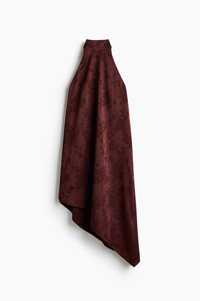 Asymmetric dress - Burgundy/Navy blue - 1