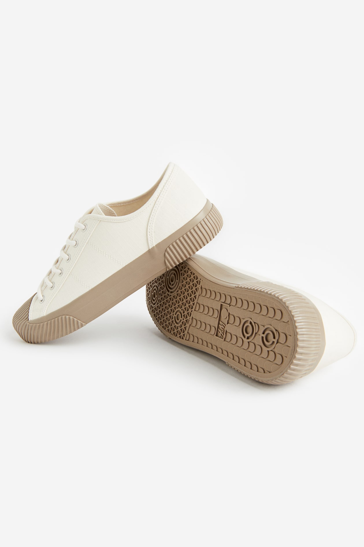 HM 25S SNEAKER LOW SPORTS IN BEIGE CANVAS MIX WHITE LAMBSKIN