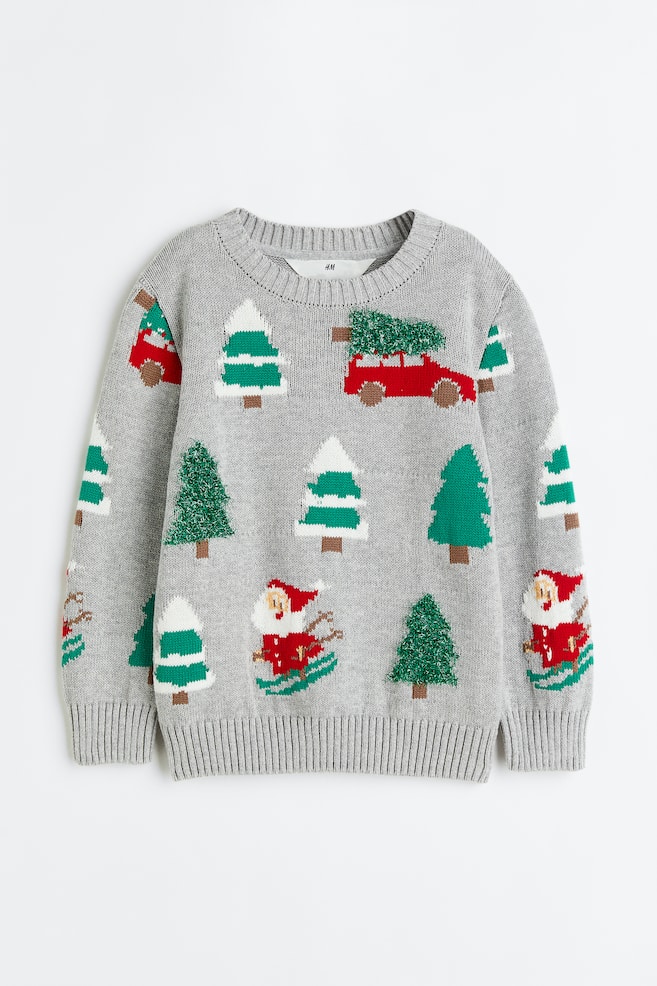 Interactive-motif jumper - Light grey/Santas/Light turquoise/Santa/Brown/Reindeer/Red/Christmas Animals - 1