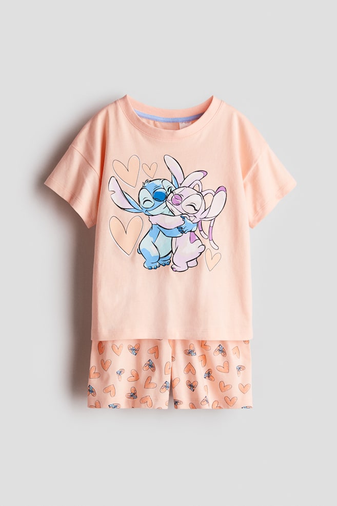 Pijama em jersey estampado - Rosa pêssego/Lilo & Stitch/Rosa/Gabby's Dollhouse - 1