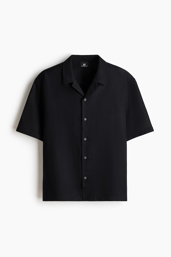 Мужские рубашки H&M Relaxed-Fit Linen-Blend Resort Shirt