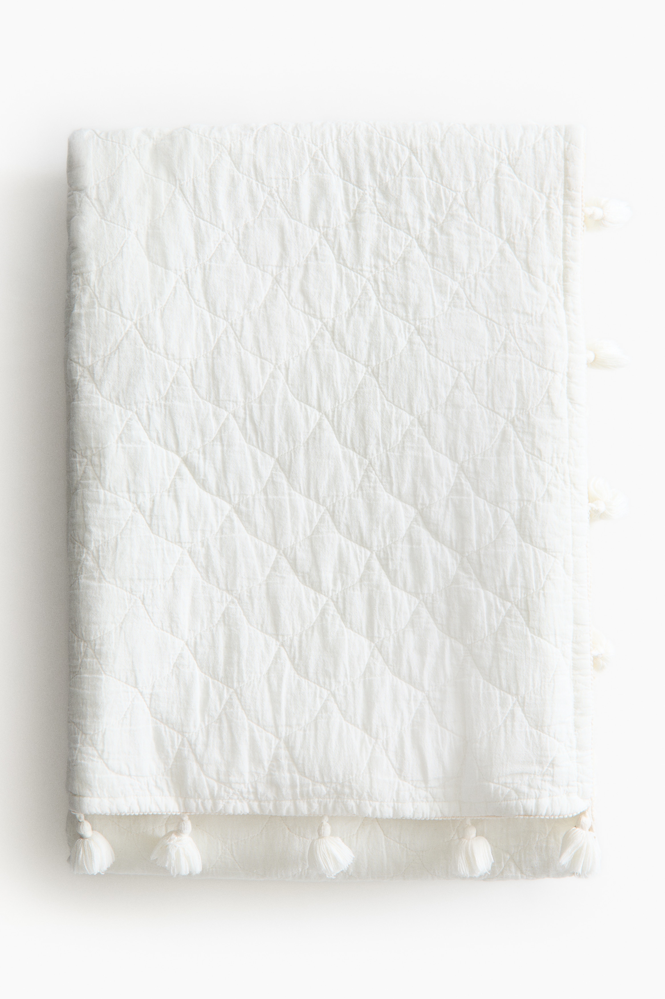 Καπιτονέ βαμβακερό κουβερλί - Λευκό/Ανοιχτό σάπιο μήλο