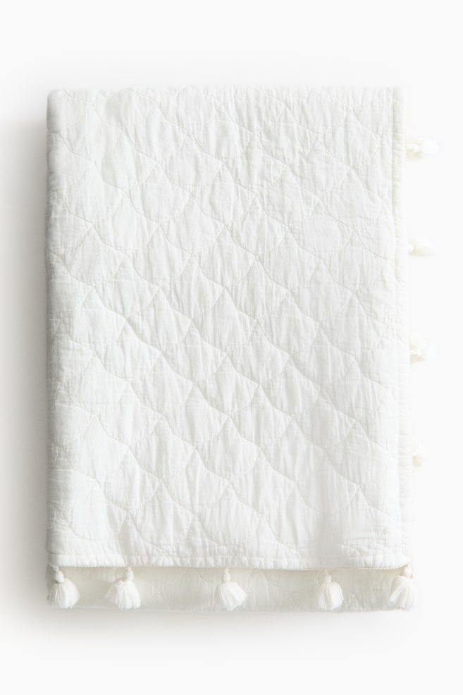 Quilted Cotton Bedspread - White - 1