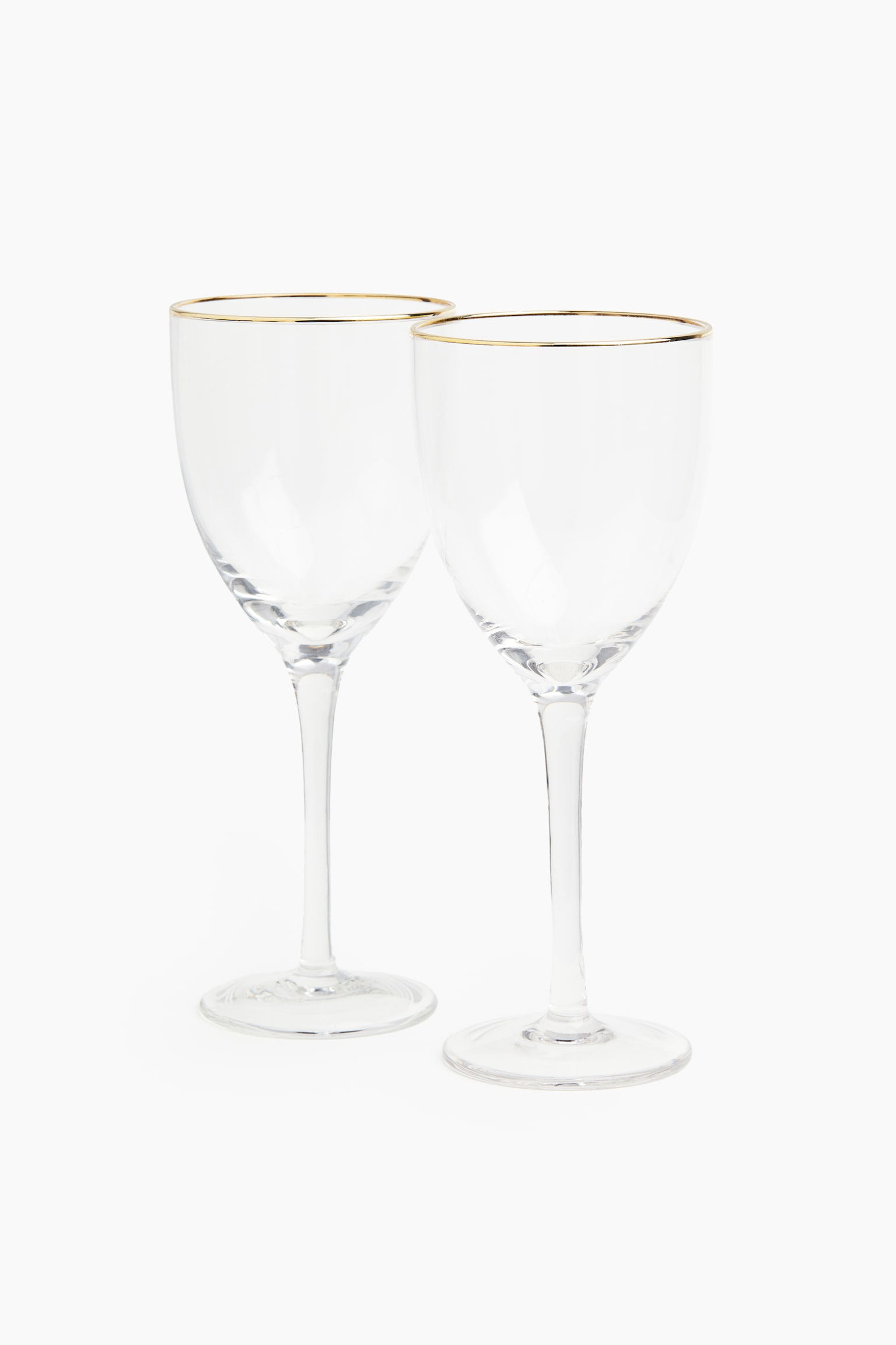 2-pack wine glasses - Clear glass/Gold-coloured - 1