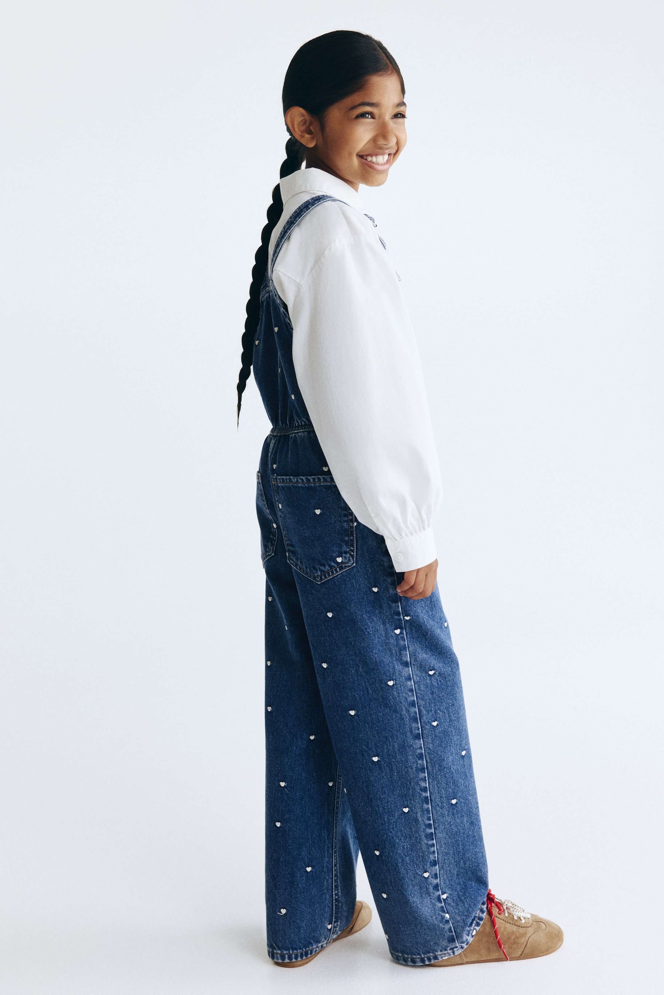 Patterned Denim Overalls