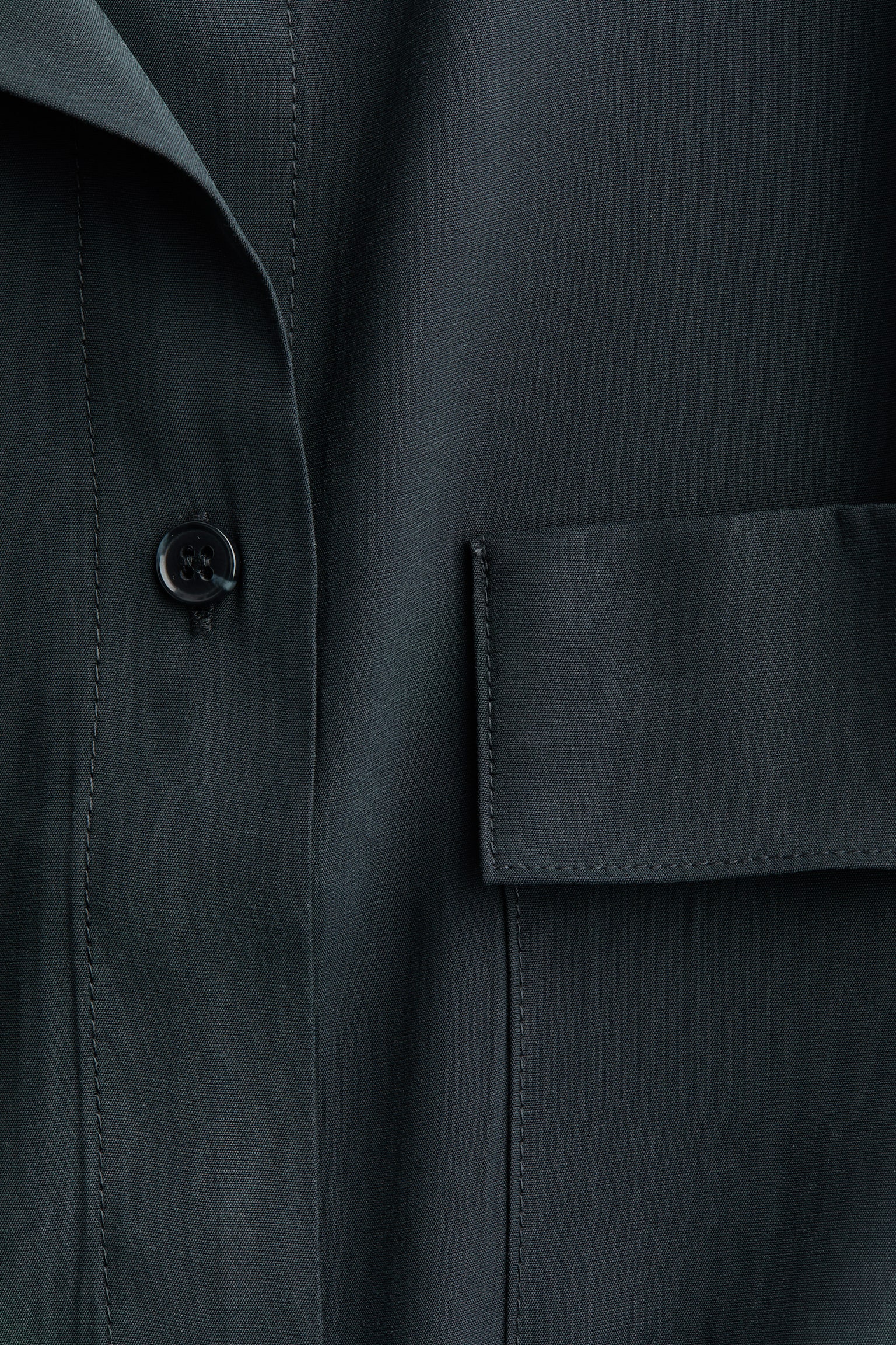 Женская рубашка H&M Stand-Up Collar Viscose-Blend, цвет: Тёмный серый — фото 6