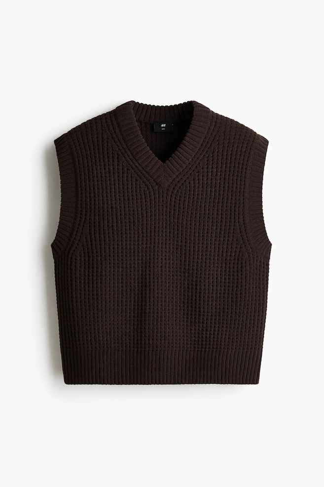 Regular-Fit Sweater Vest - Dark brown/White - 1