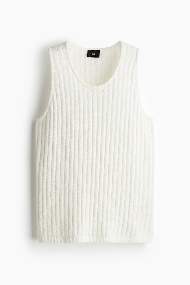Regular Fit Rib-knit vest top - Cremefarben - 1