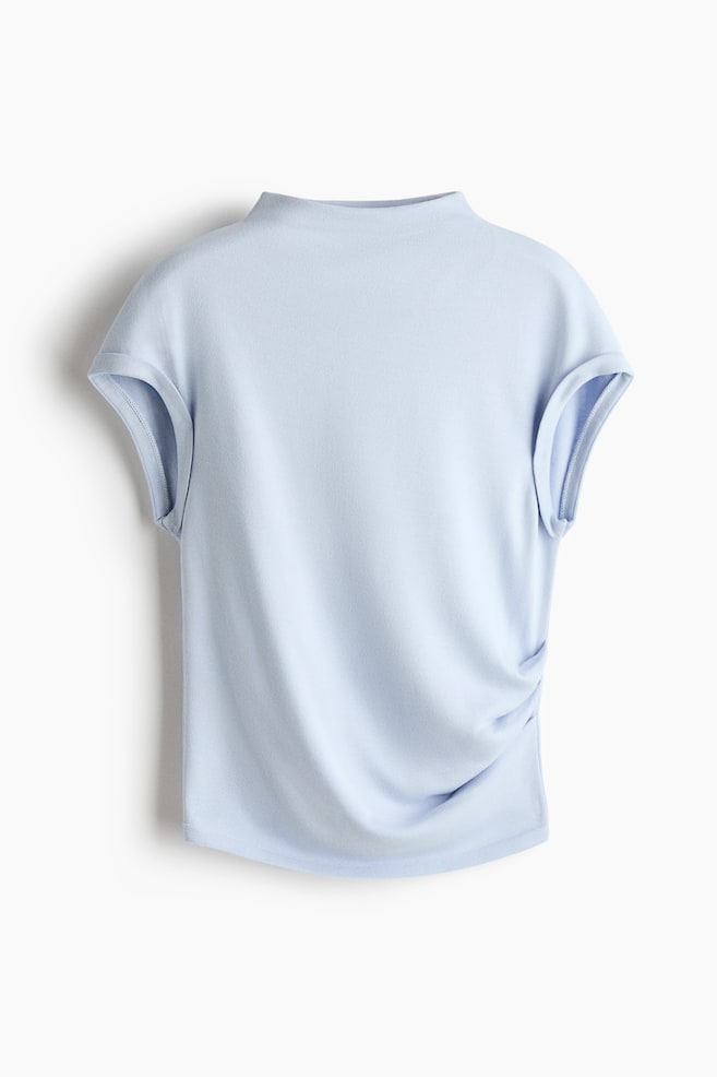 Draped Fine-Knit Top - Light blue/White - 1