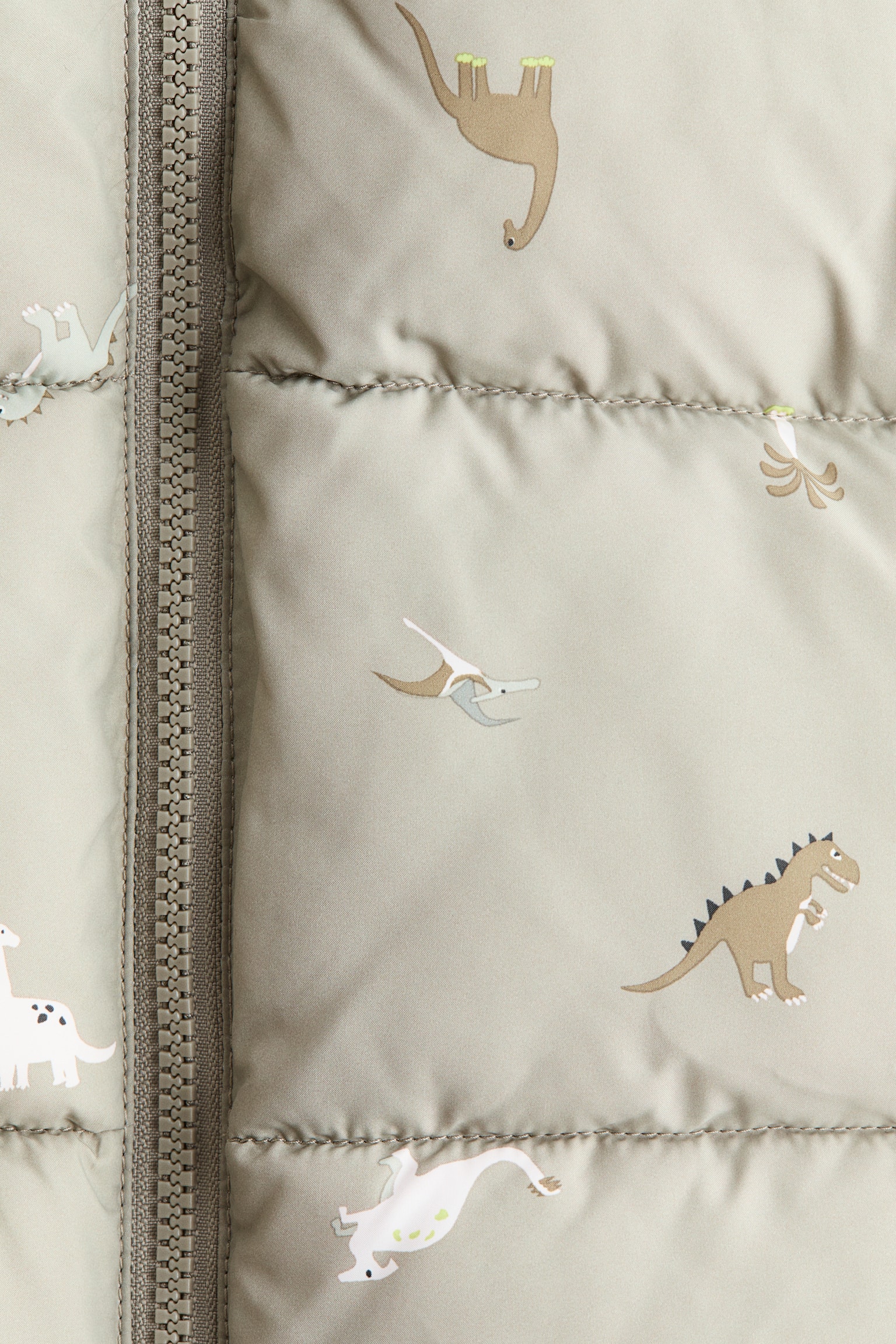 Hooded puffer gilet - Light dusty green/Dinosaurs/Black - 2