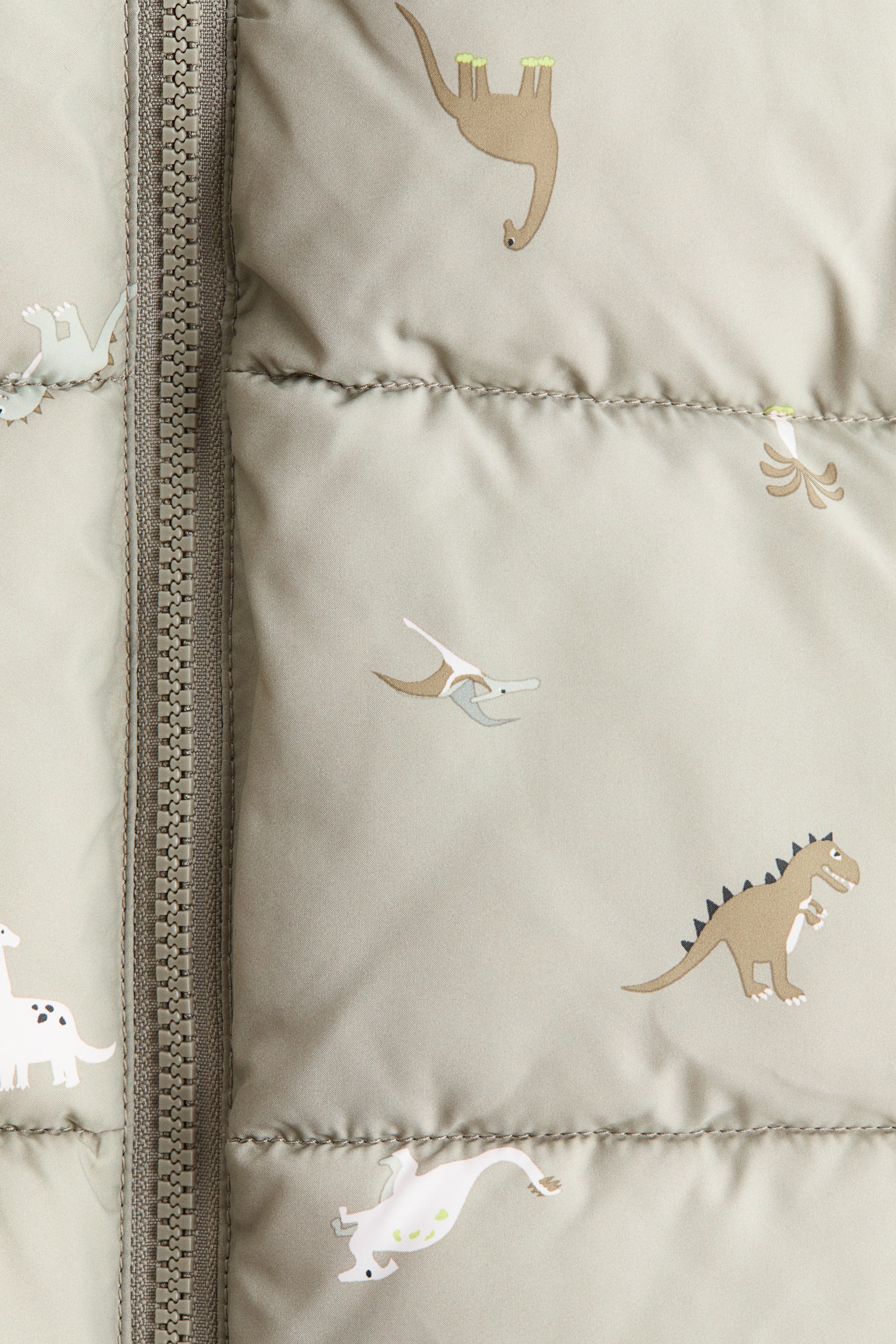 View larger image: Hooded Puffer Vest - Light dusty green/dinosaurs - Kids | H&M US 2