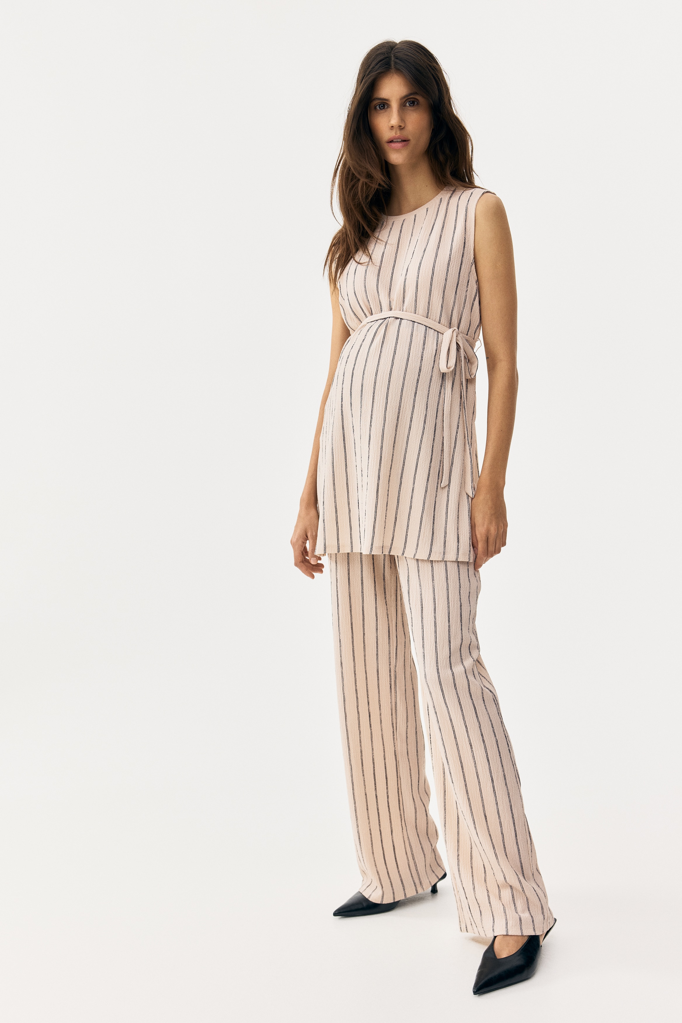 Women's Beige/striped MAMA 2-piece Textured Jersey Set | H&M US