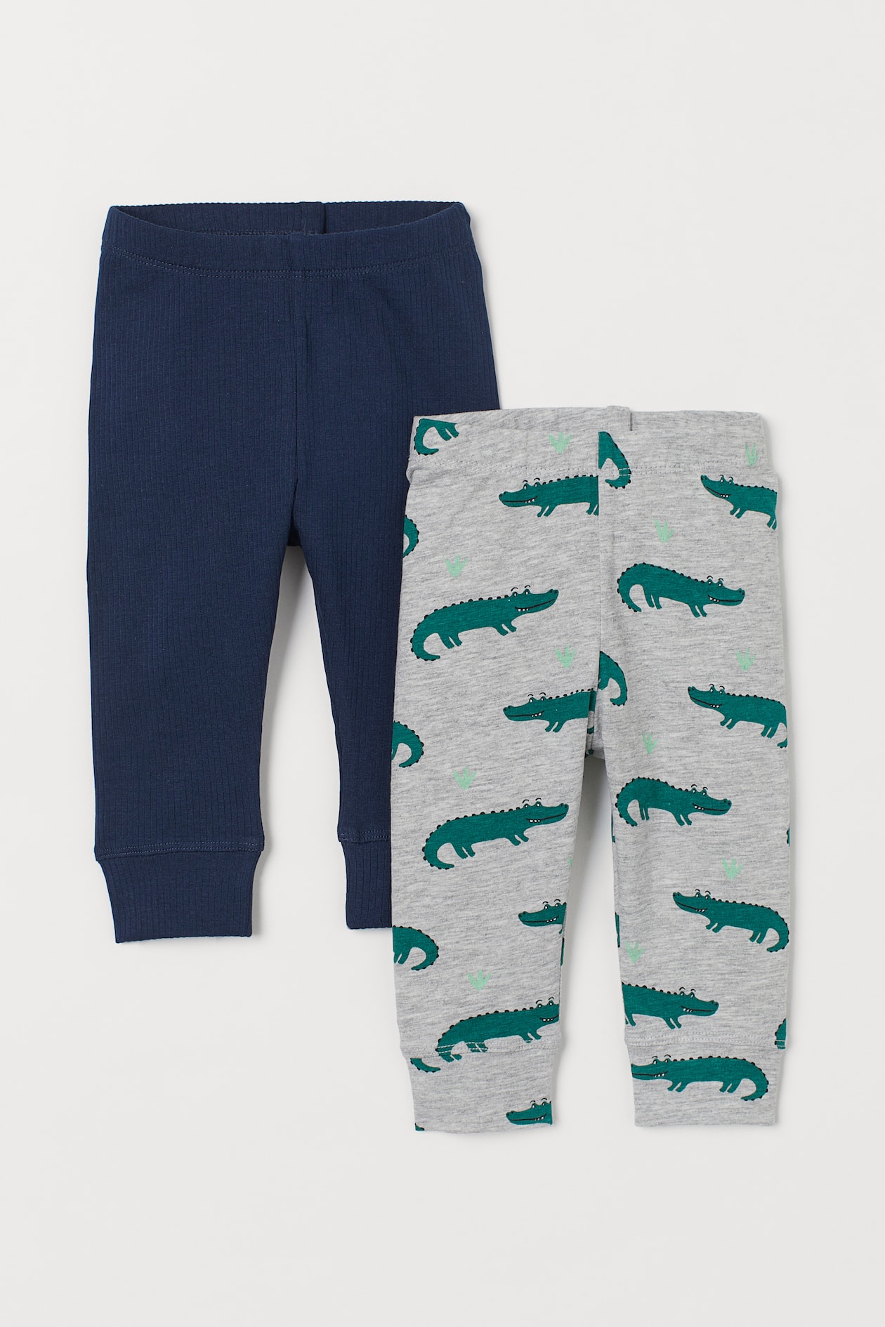 2-pack Jersey Leggings - Long - Dark blue/crocodiles - Kids | H&M US