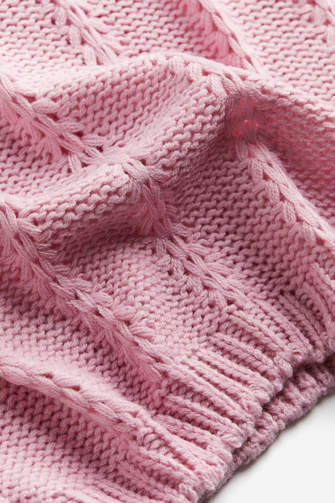 Textured-knit puff-sleeved top - Light pink/Cream/Black - 5