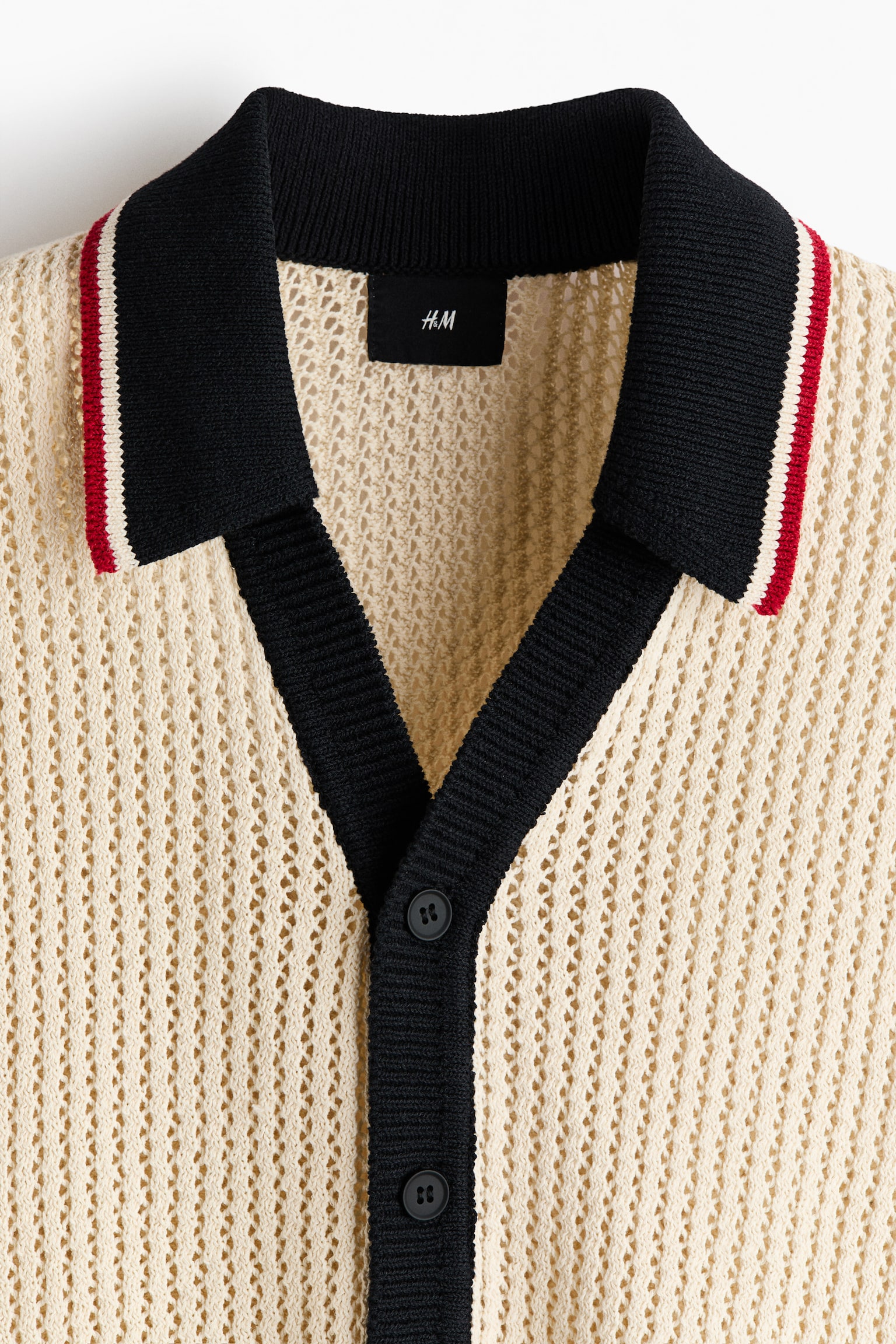 Loose Fit Textured-knit vest - Light beige/Colour block/Black - 6