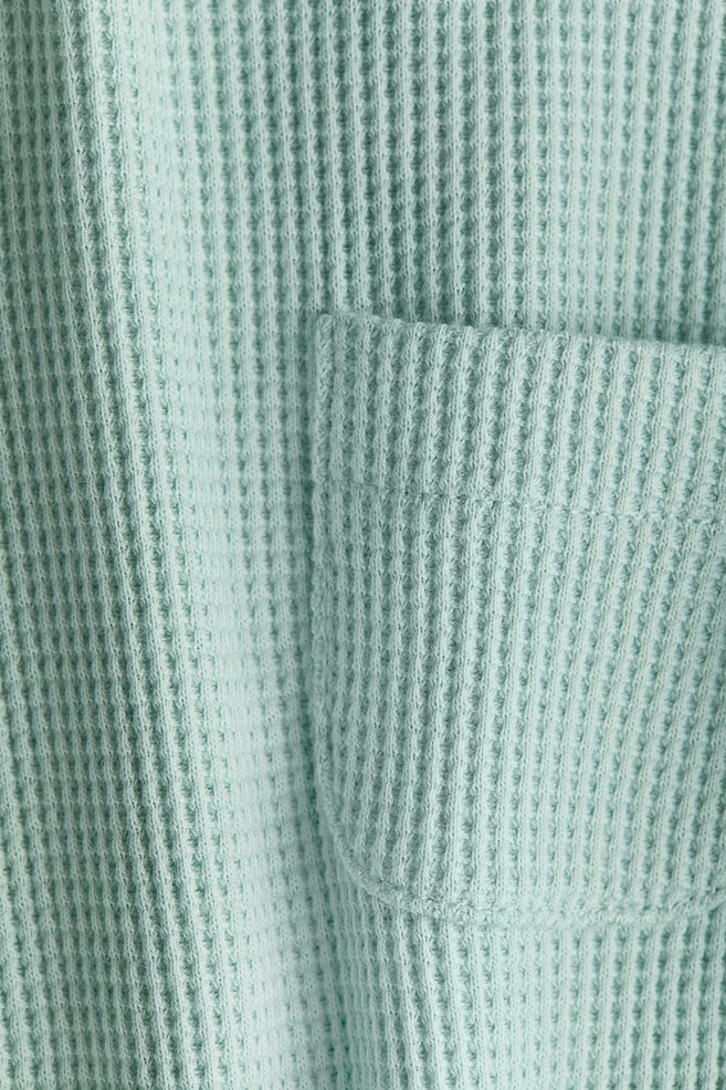 Waffled Cotton Romper Suit - Turquoise/Dark beige - 2
