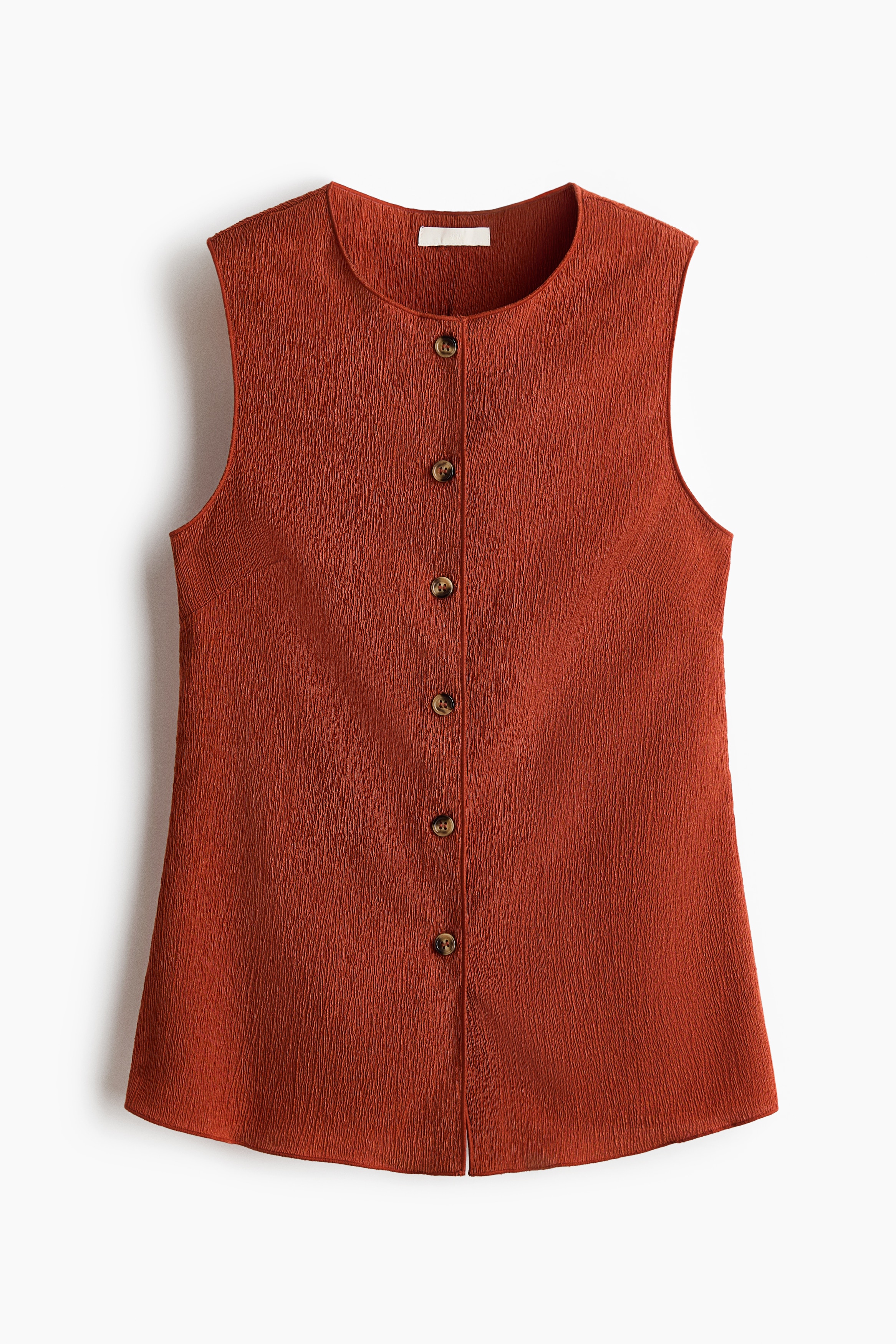 Crinkled Jersey Vest - Burnt orange/Dark brown/Light beige