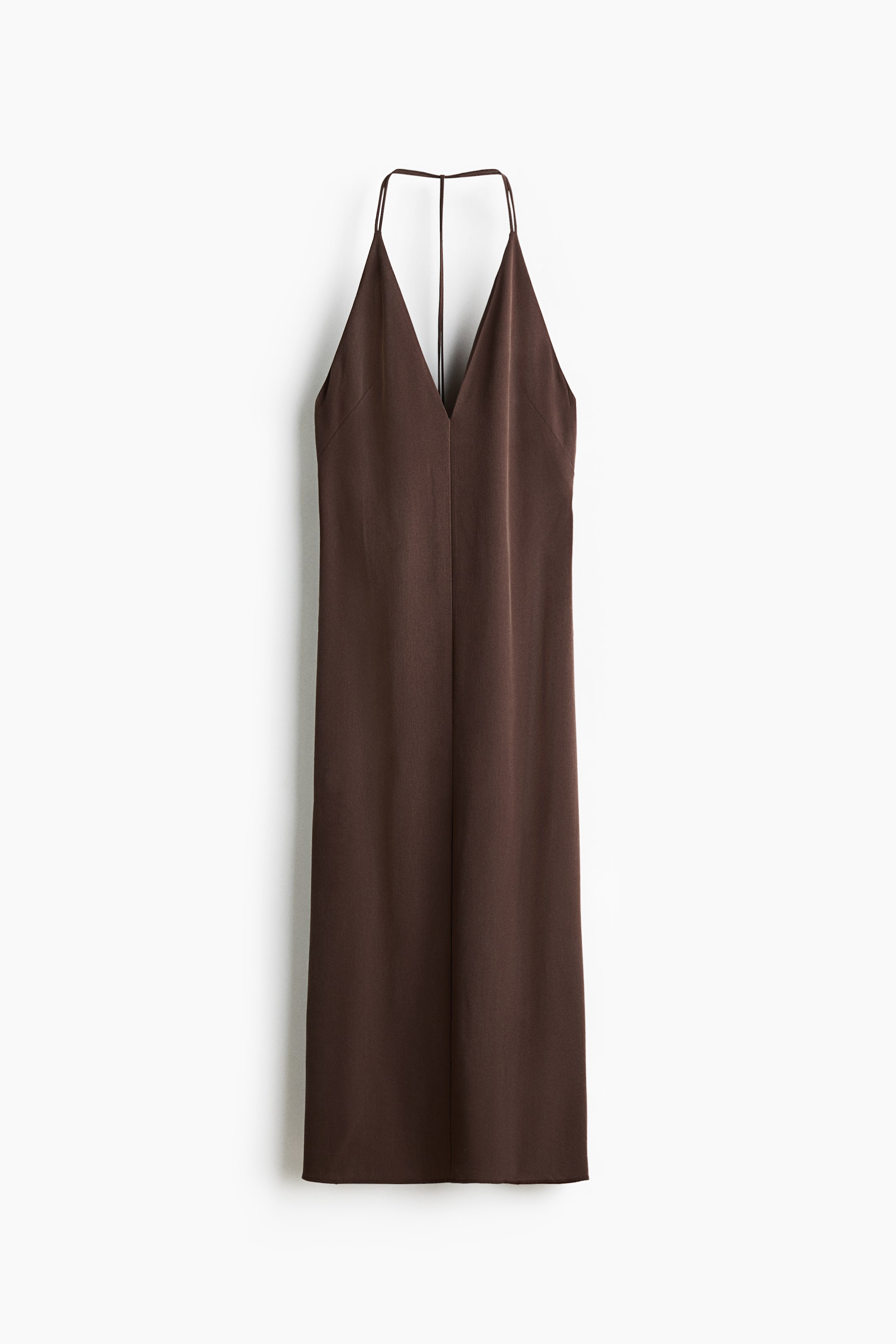 Переглянути збільшене зображення: Crêpe halterneck dress - Dark brown - Ladies | H&M UA 1
