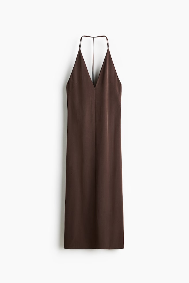 Vestido halter de crepé - Marrón oscuro - 1