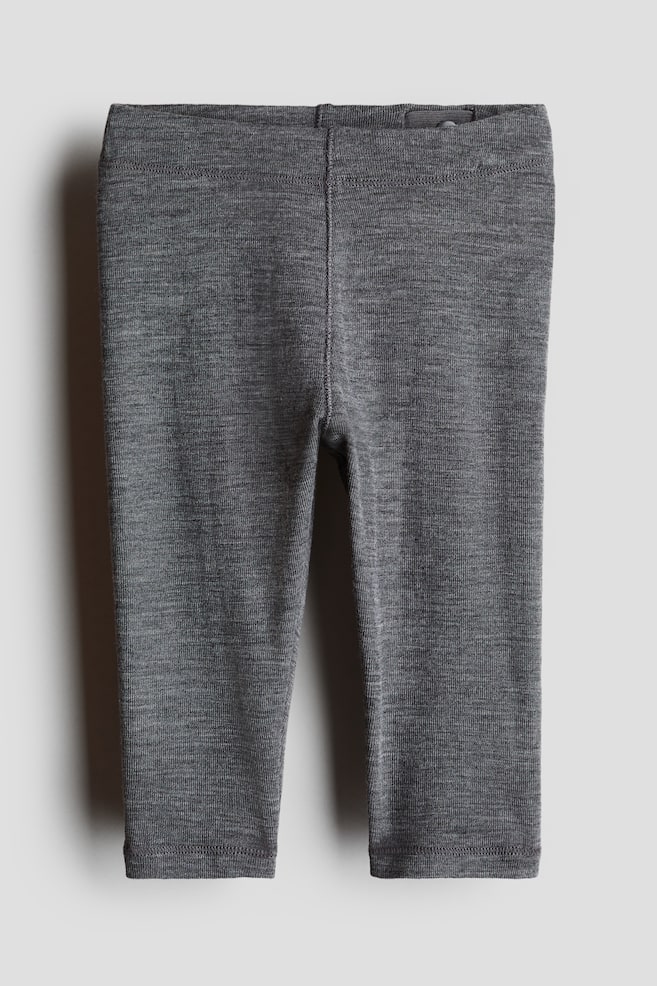 Legging van wollen tricot - Donkergrijs gemêleerd/Lichtbeige - 1