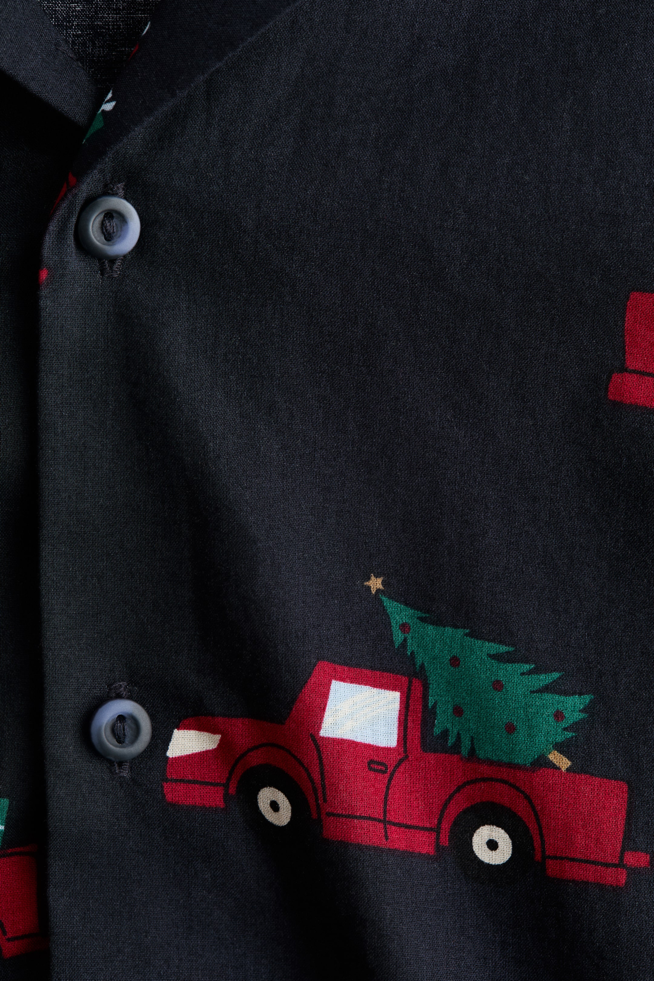 Xem ảnh lớn hơn: Áo sơ mi cổ hai ve in hình - Navy blue/Christmas cars - Kids | H&M VN 2