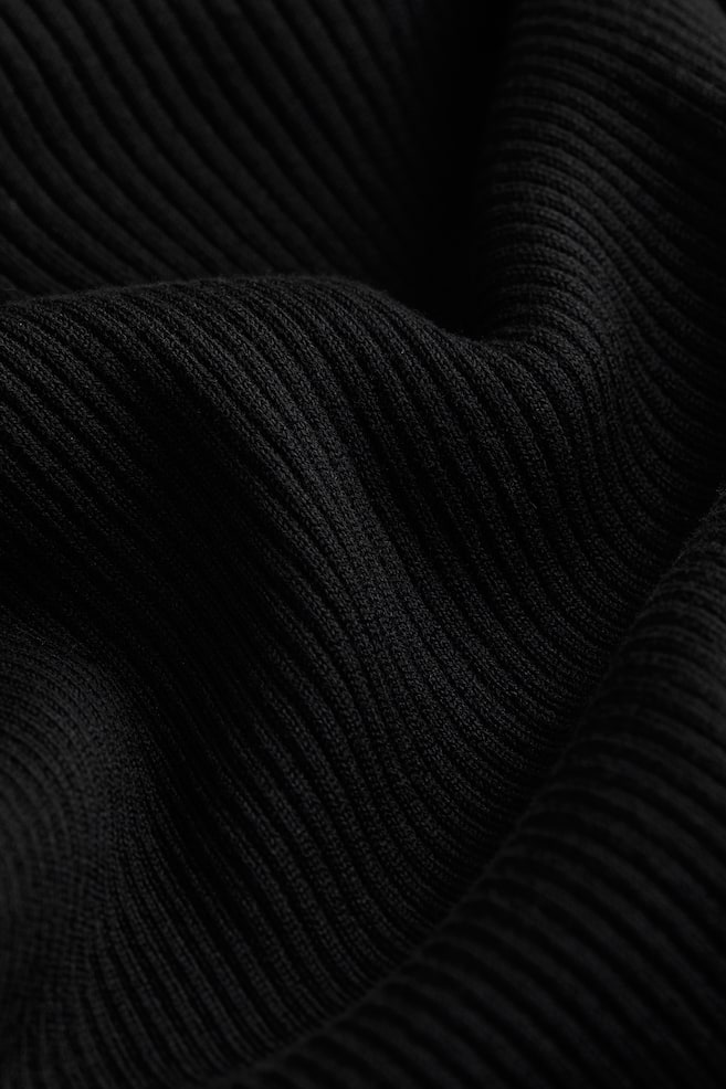 Rib-knit turtleneck dress - Black/Dark grey marl - 5