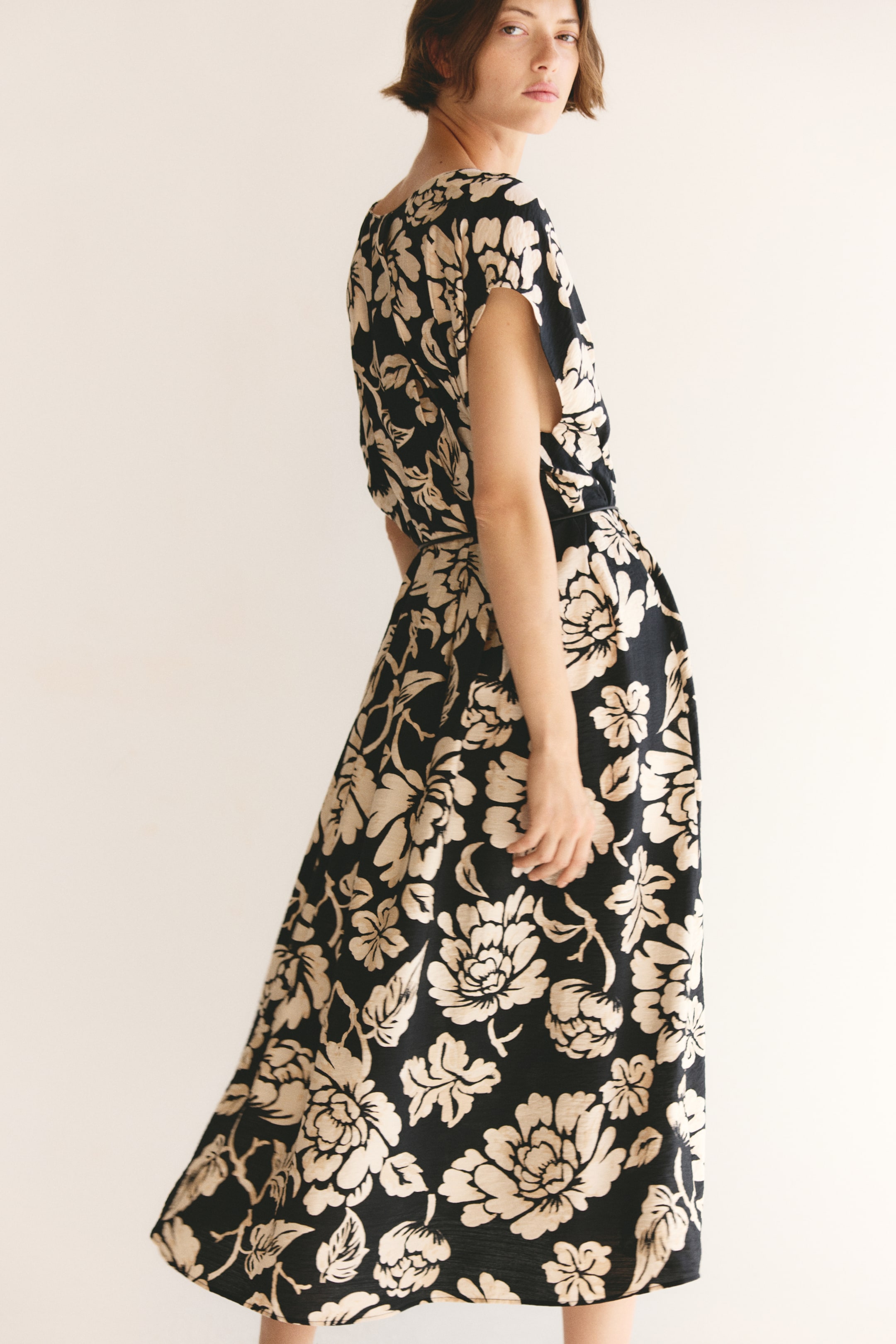 Button-Front Midi Dress