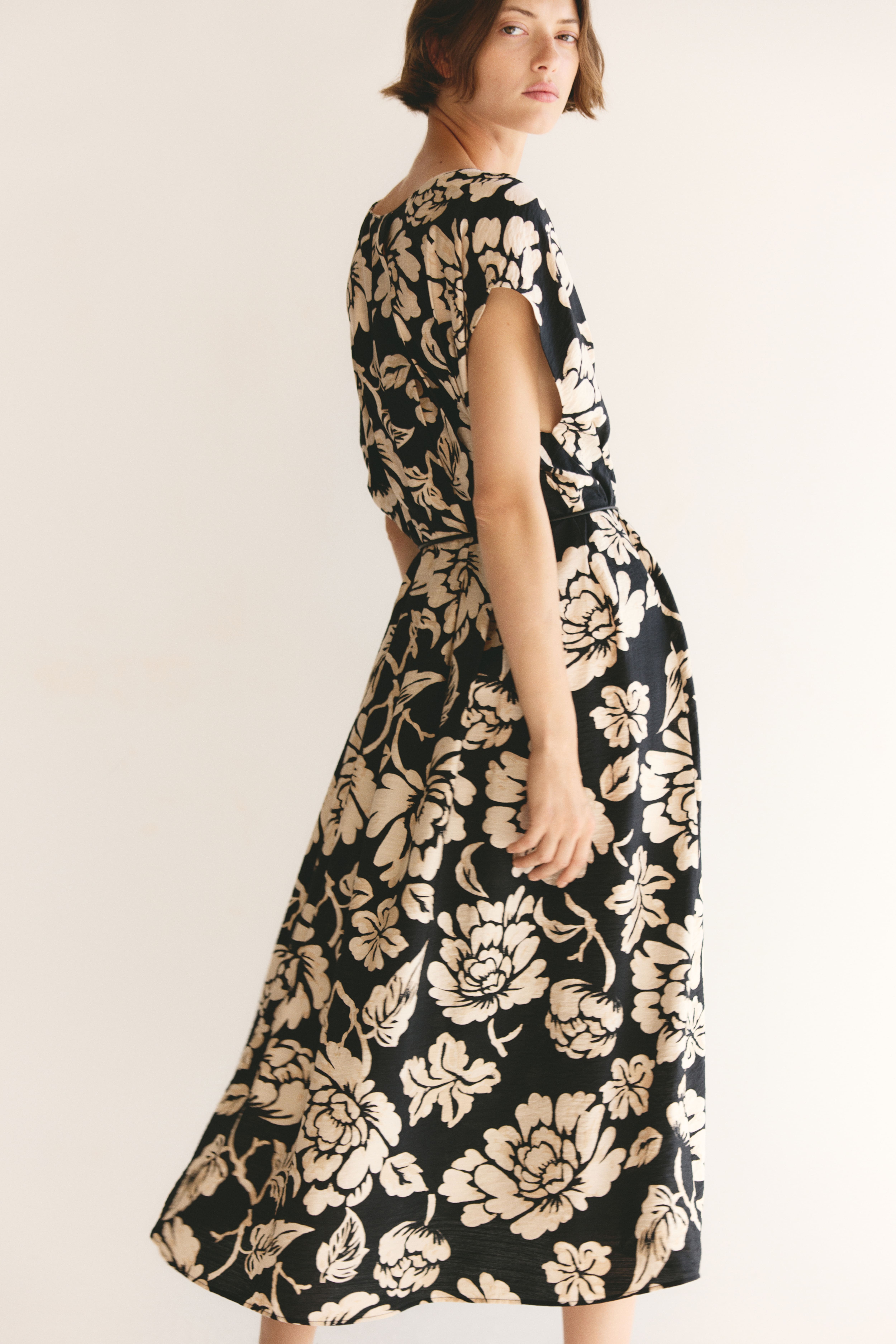 Button-Front Midi Dress