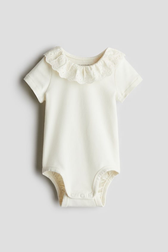Боди для детей, вышивка, хлопок, шитьё — H&M, цвет: Белый