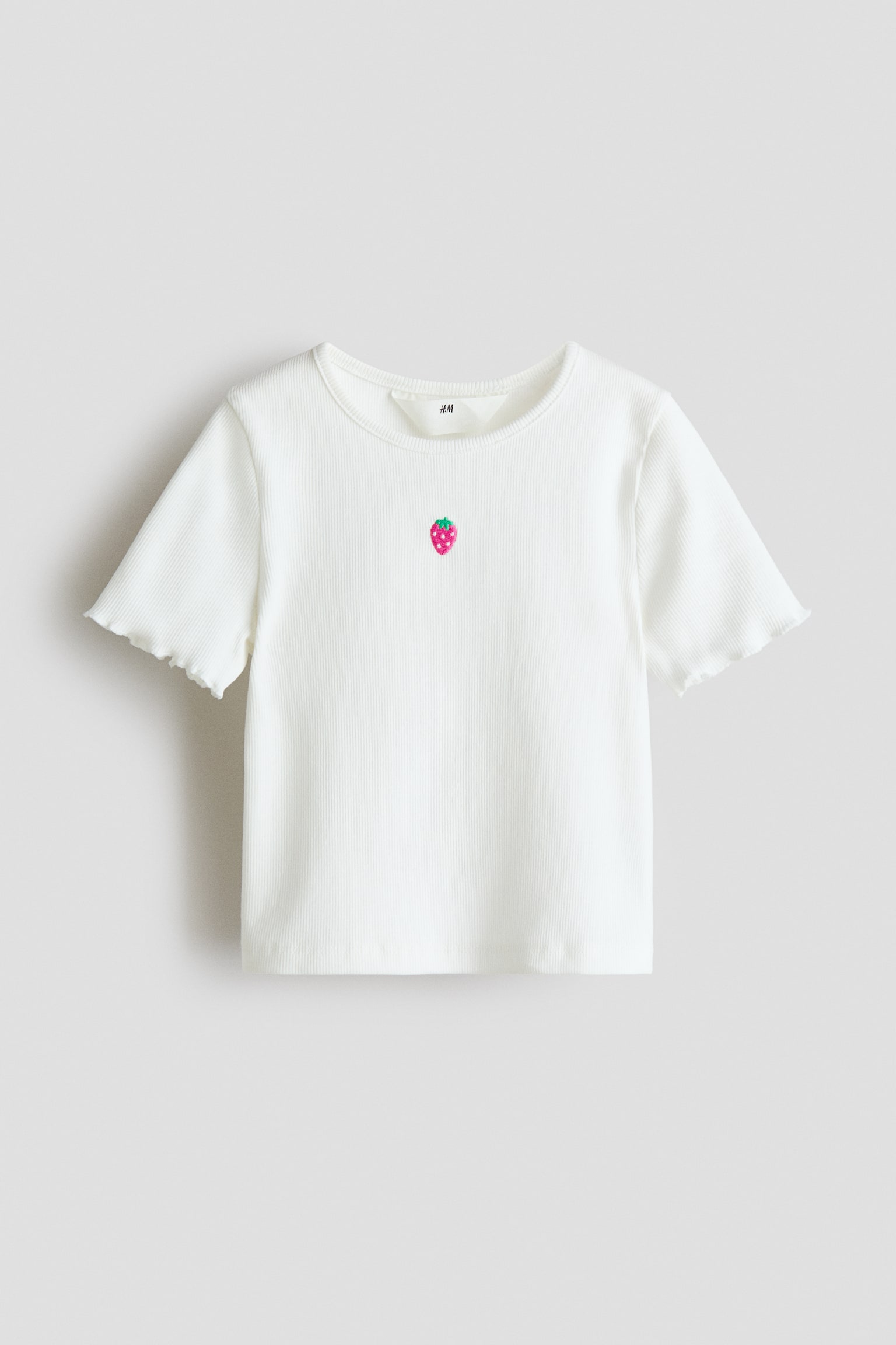 Ribbed top - Màu trắng/Dâu tây - 1